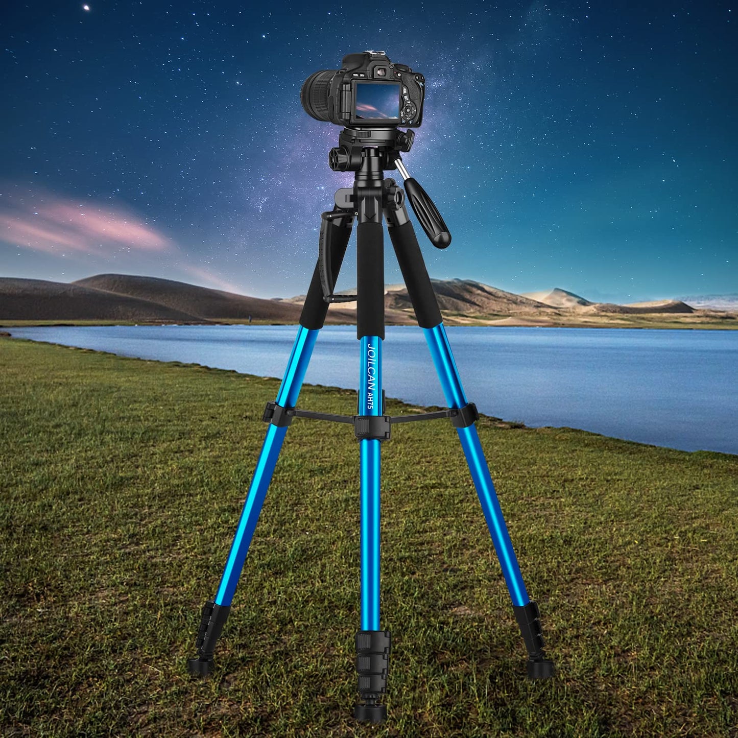 74" Tripod for Camera Cell Phone Video Photography, Heavy Duty Tall Camera Stand, Professional Travel DSLR Tripods Compatible with Canon Nikon iPhone, Max Load 15 LB