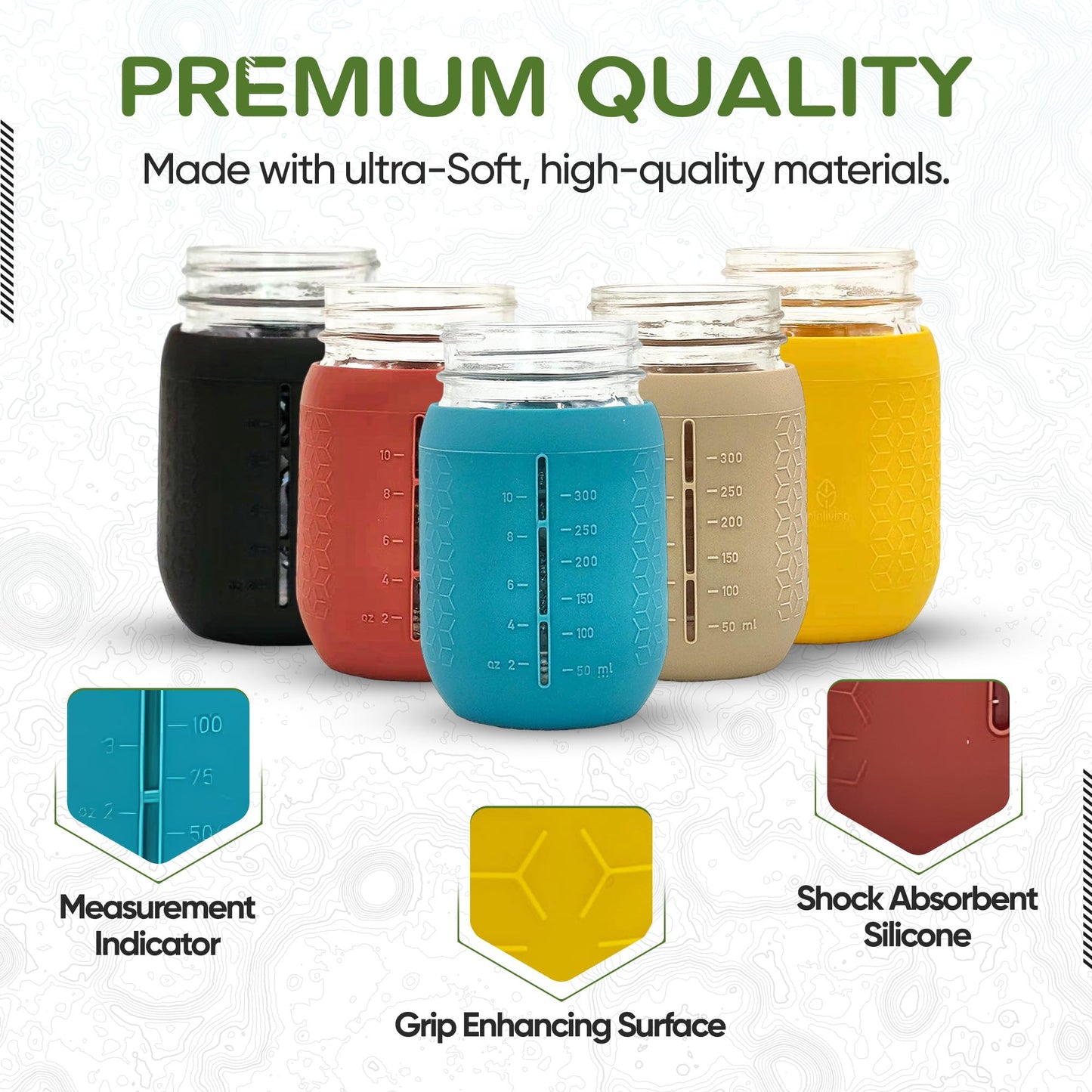 minliving Silicone Mason Jar Sleeves, Cup Holder 5 Pack Value Combo Anti-slip protection - Fits 16oz REGULAR mouth Jelly Canning, Ball and Kerr Jars (5, Autumn Winter)