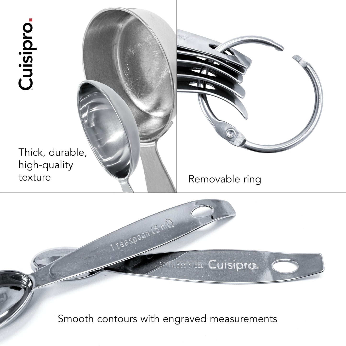 Cuisipro 747143 Stainless Steel Measuring Cup & Spoon Set, Silver - Standard
