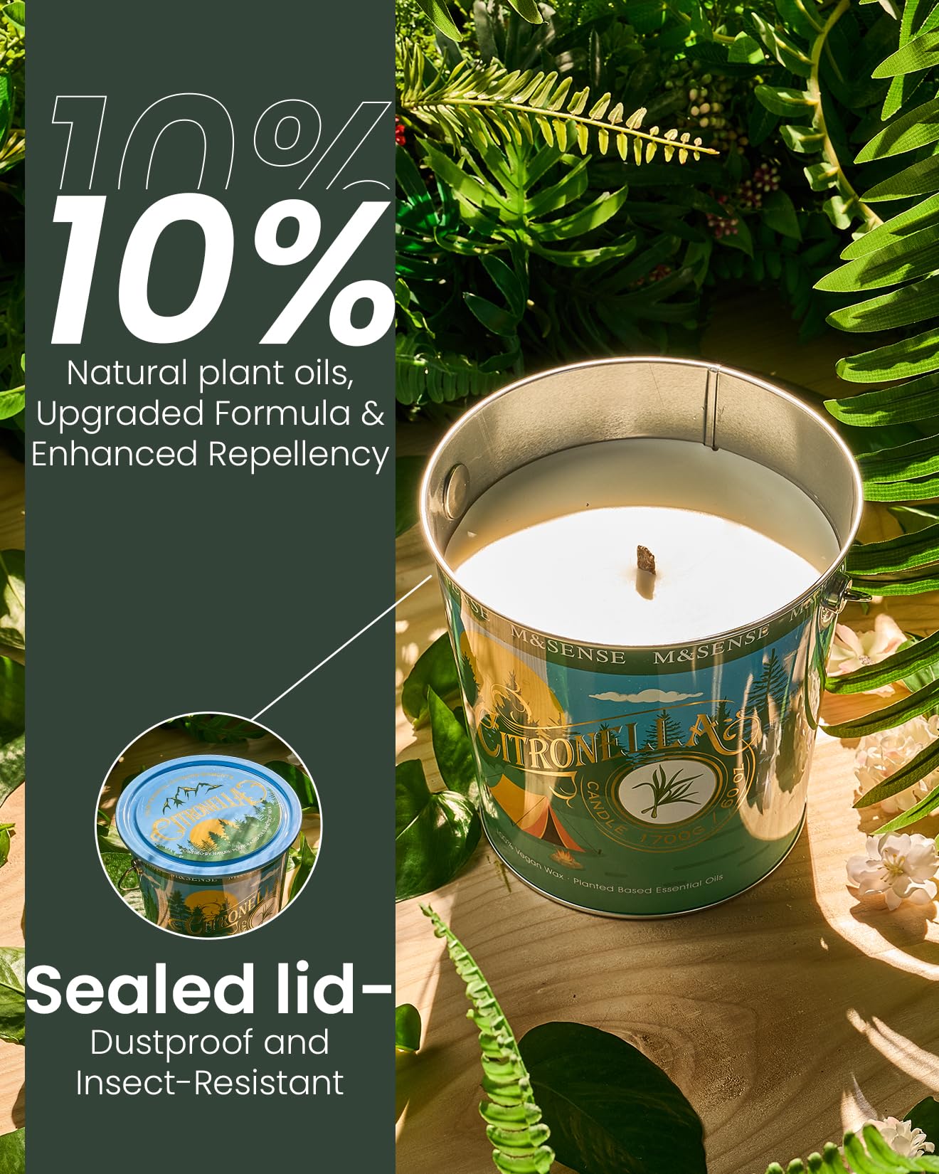Citronella Candles Outdoor, 110 Hours Burn Natural Citronella Oil Soy Candle for Patio Camping, 19.4oz Large Long Lasting Lemongrass Summer Candles for Indoor Home Scented