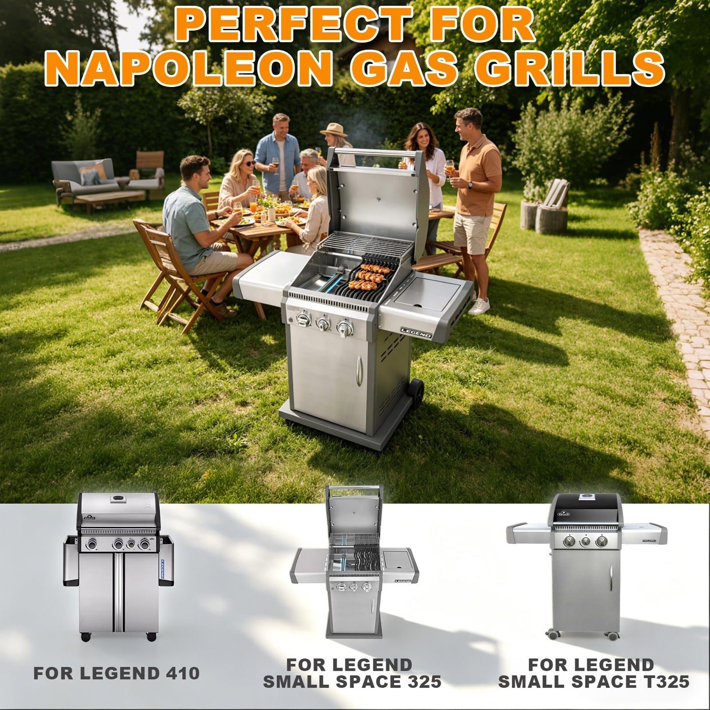 Grill Replacement Parts for Napoleon LD32558 LDS32558P 85-3082-4 85-3116-6, Stainless Steel Heat Plates and Burners for Napoleon Legend 410, 410SB, Small Spaces 325 649, SE325, T325, 3 Pack