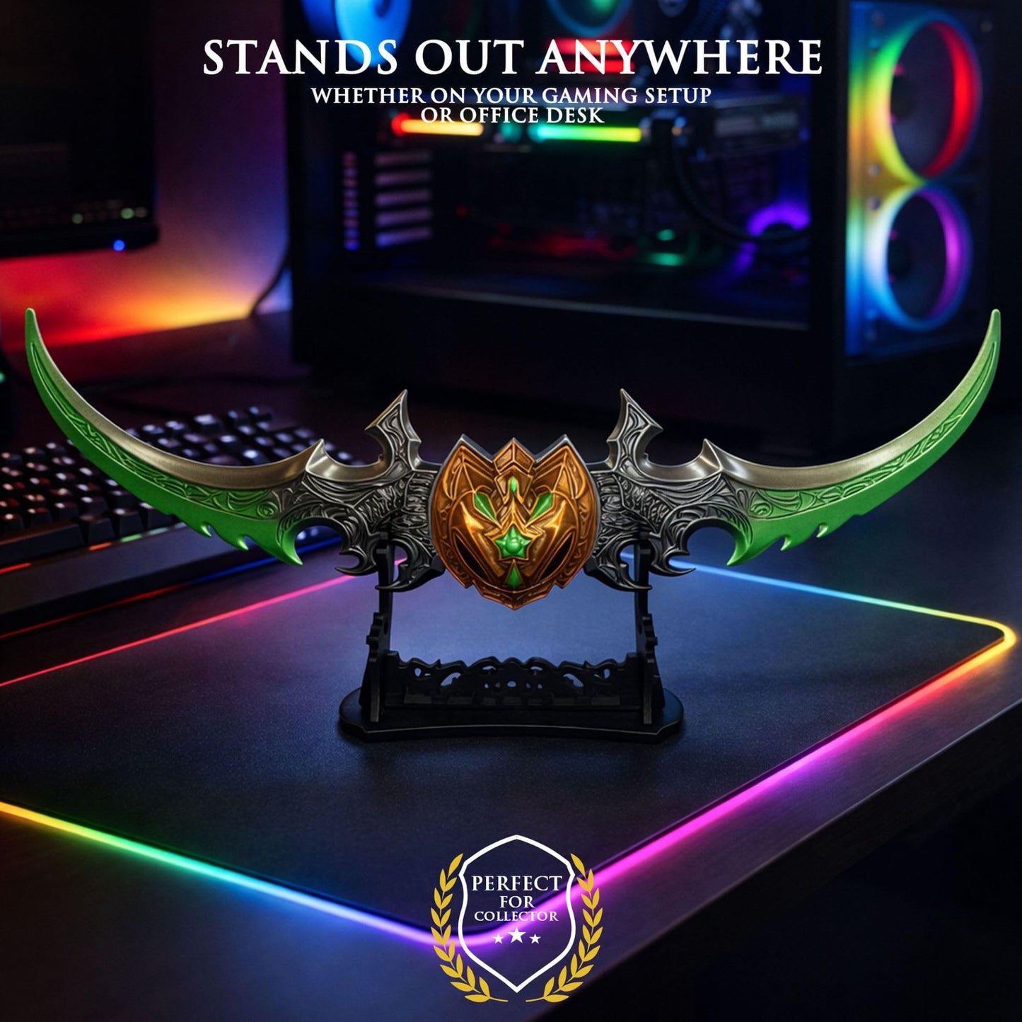 Warcraft Frostmourne Sword Letter Opener | Deluxe 30cm Metal Replica of The Lich King's Blade | Desk Accessory & Envelope Slitter | World of Warcraft Gamer Gift (Warglaive of Azzinoth 27cm)