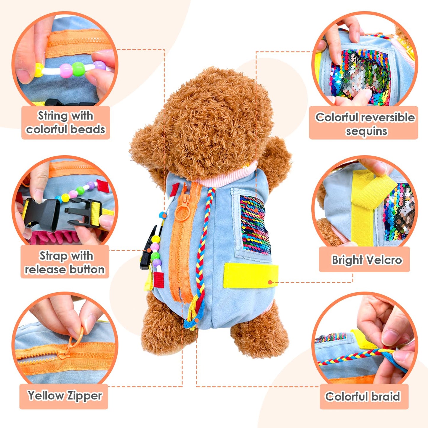 Fidget Dog Blanket for Elderly, Fidget Sensory Dog Blanket for Seniors with Alzheimer’s, Dementia Products for Elderly, Sensory Fidget Blanket