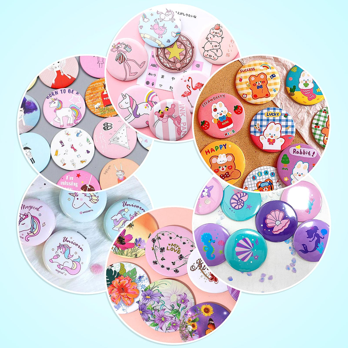 200 Sets Button Maker Supplies, 58mm/2.25 Inch Button Supplies Button Parts, for Button Maker Machine and Pin Maker, Including Metal Pin Back Cover, Metal
