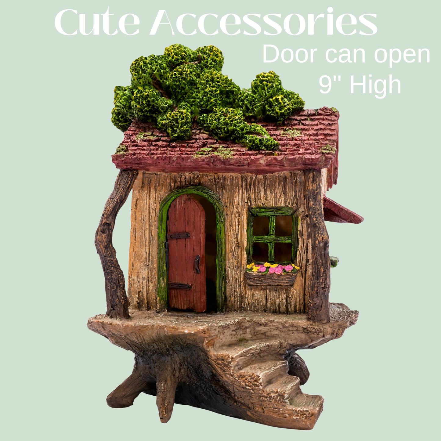 PRETMANNS Fairy Garden House – Fairy House for Outside – 9” High with Door That Opens – Sturdy Fairy Garden Building – Lovely Miniature Garden Accessories Supplies