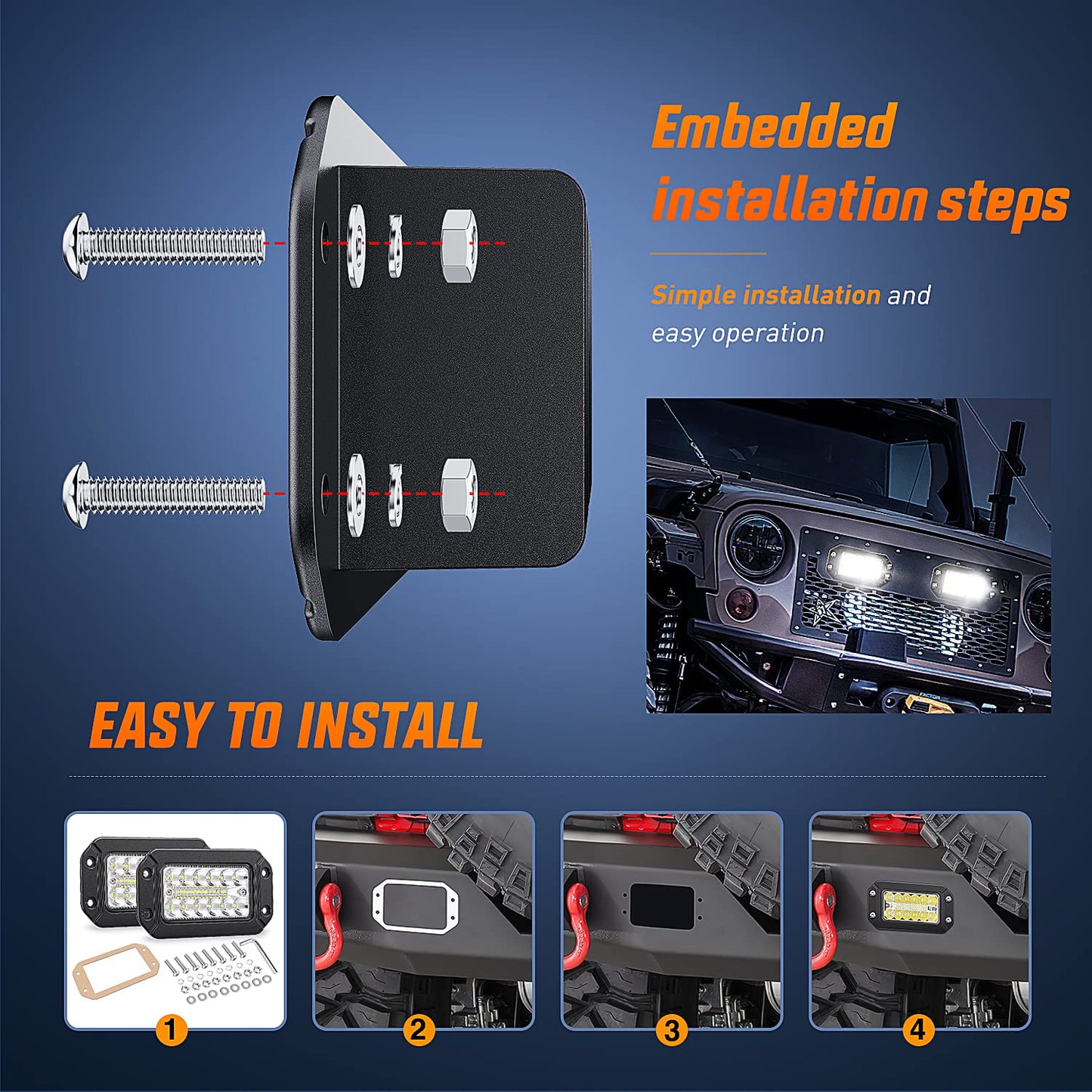 Nilight Flush Mount LED Light Pods 2PCS 6 Inch 39W Upgraded Spot Flood Combo Beam Driving Work Lighting Backup Reverse Grill Mount Lights for Offroad Truck Tractor SUV ATV UTV Golf Cart Boats