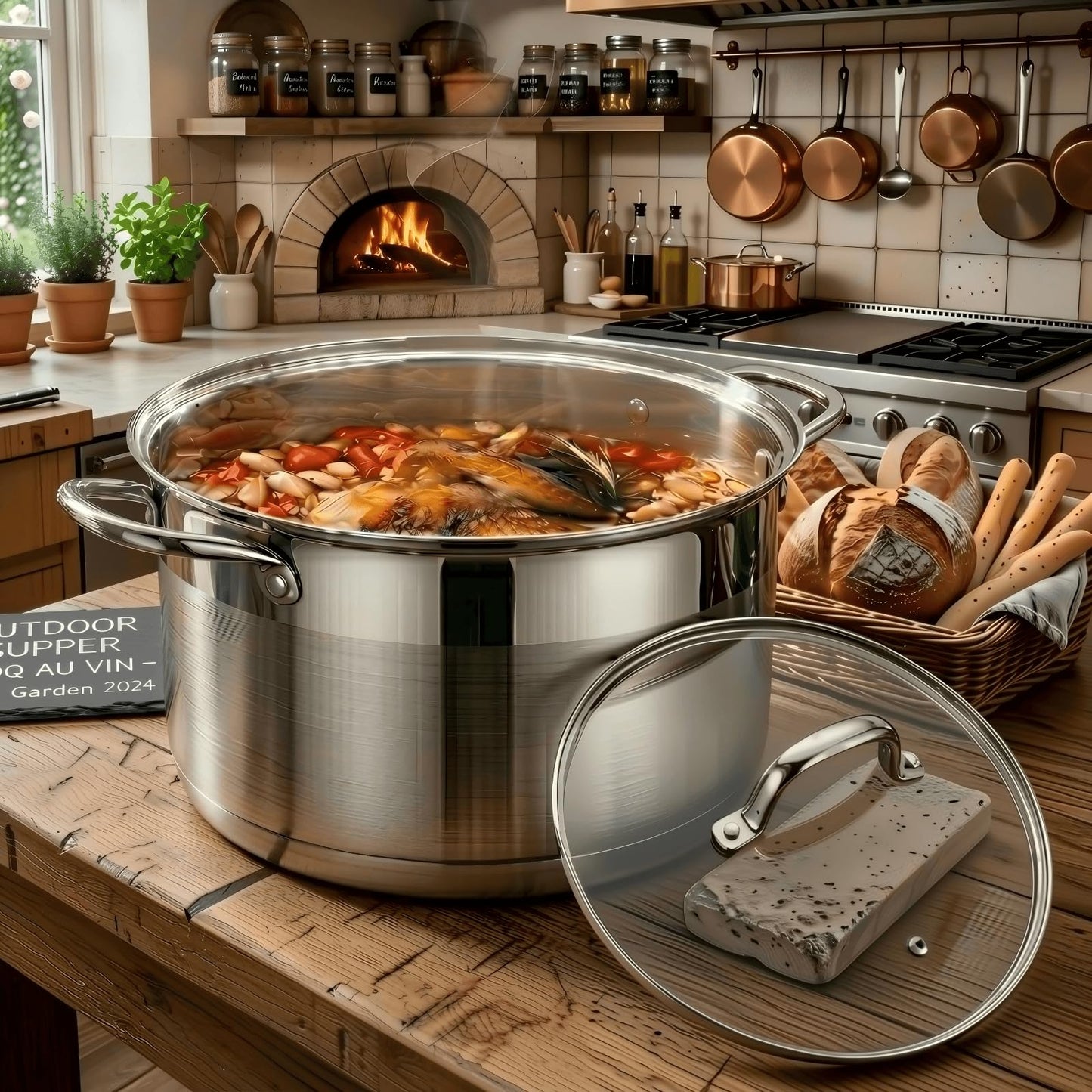 LEUGWAKN 10 Quart Stock Pot with Glass Lid, Premium Food-Grade Stainless Steel Soup Pot, Large Pot for Cooking Stew, Chili & Canning, Induction Compatible Cookware, Dishwasher & Oven Safe