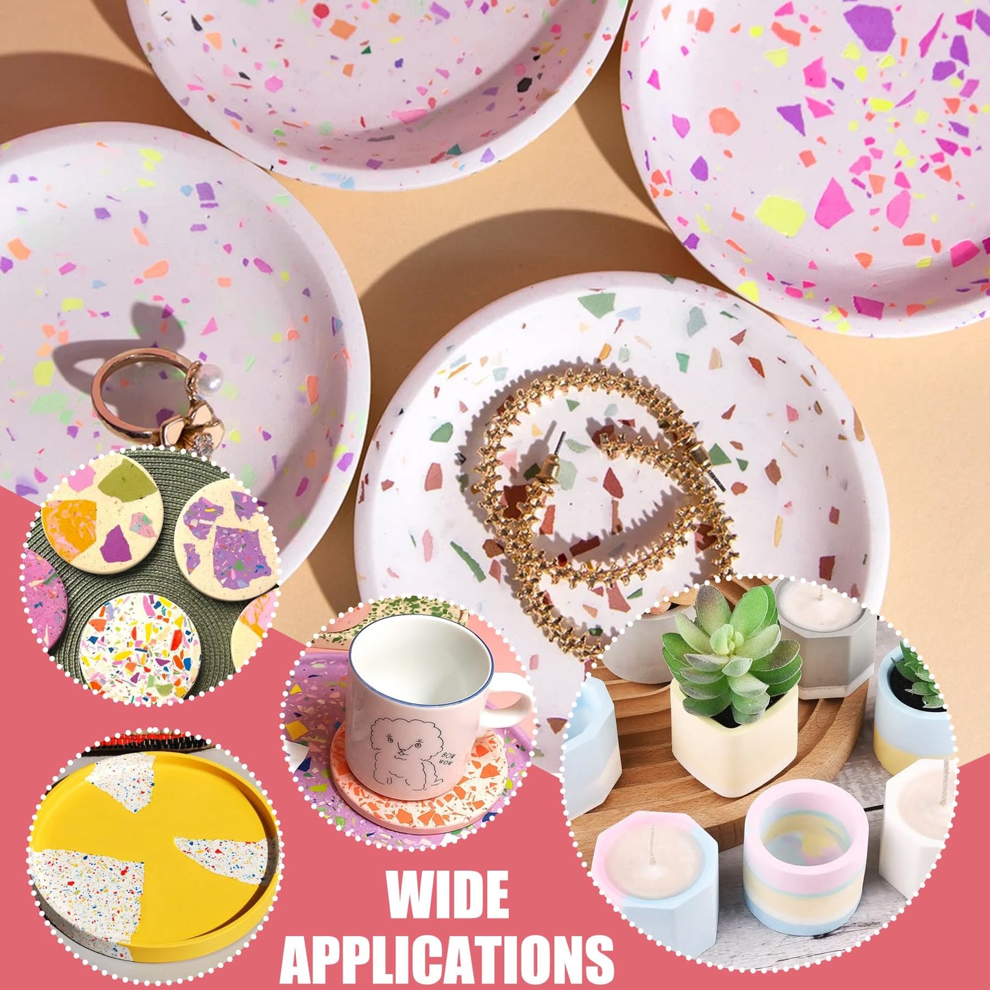 Eco Resin Casting Powder - 2800g Ceramic Resin Powders Kit with 6pcs Pigments, Fast Curing, Easy to Demold, Water Mixed Activated - Toxic-Free, Odorless - Plaster Casting Kit for DIY Home Art Crafts