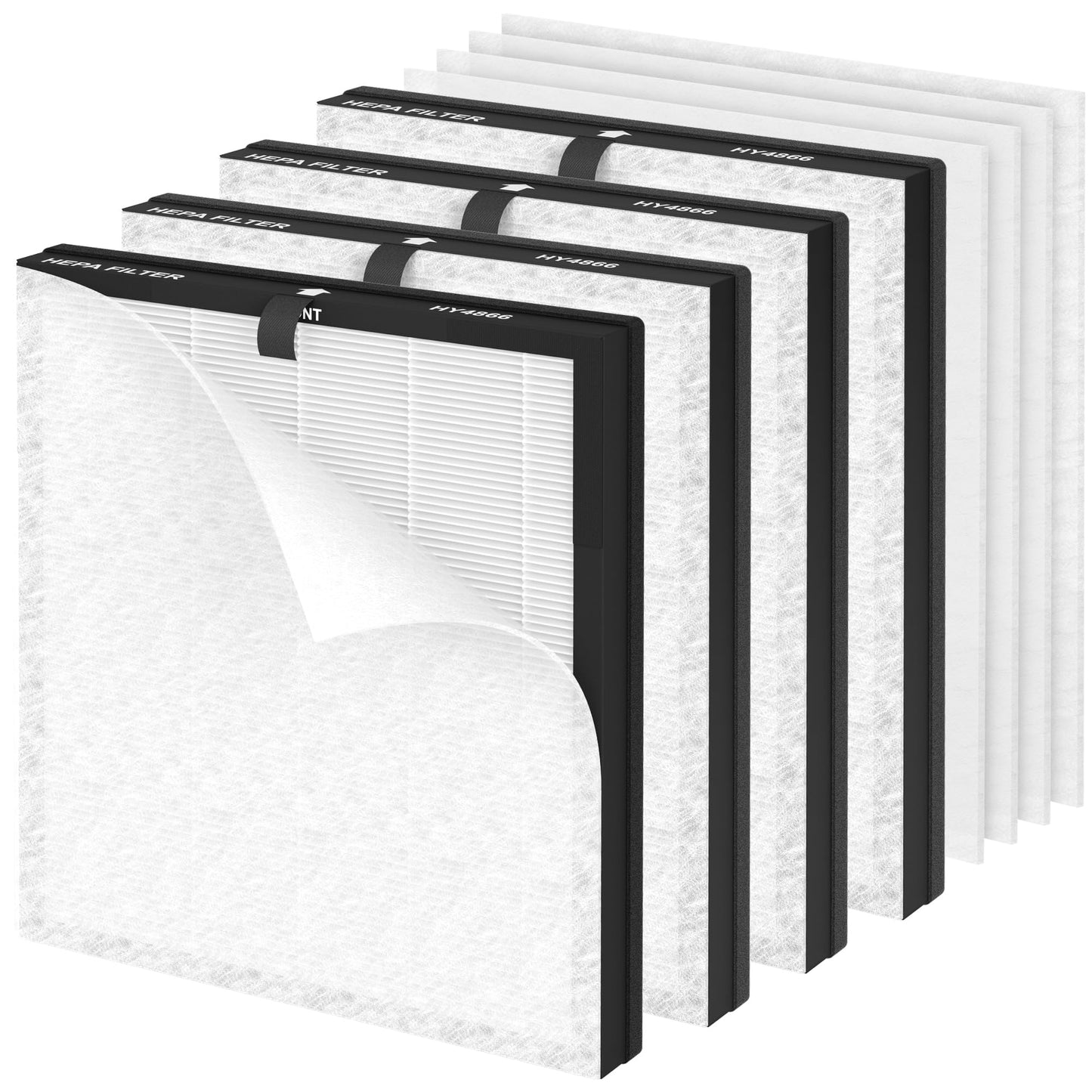 HY4866 Replacement Filter Compatible with MORENTO HY4866, Pureborne HY4866, WESTHEY HY4866 ＆ YIOU M1 Air Purifier, (4 True HEPA Filter + 8 Pre Filter), Enhanced Version