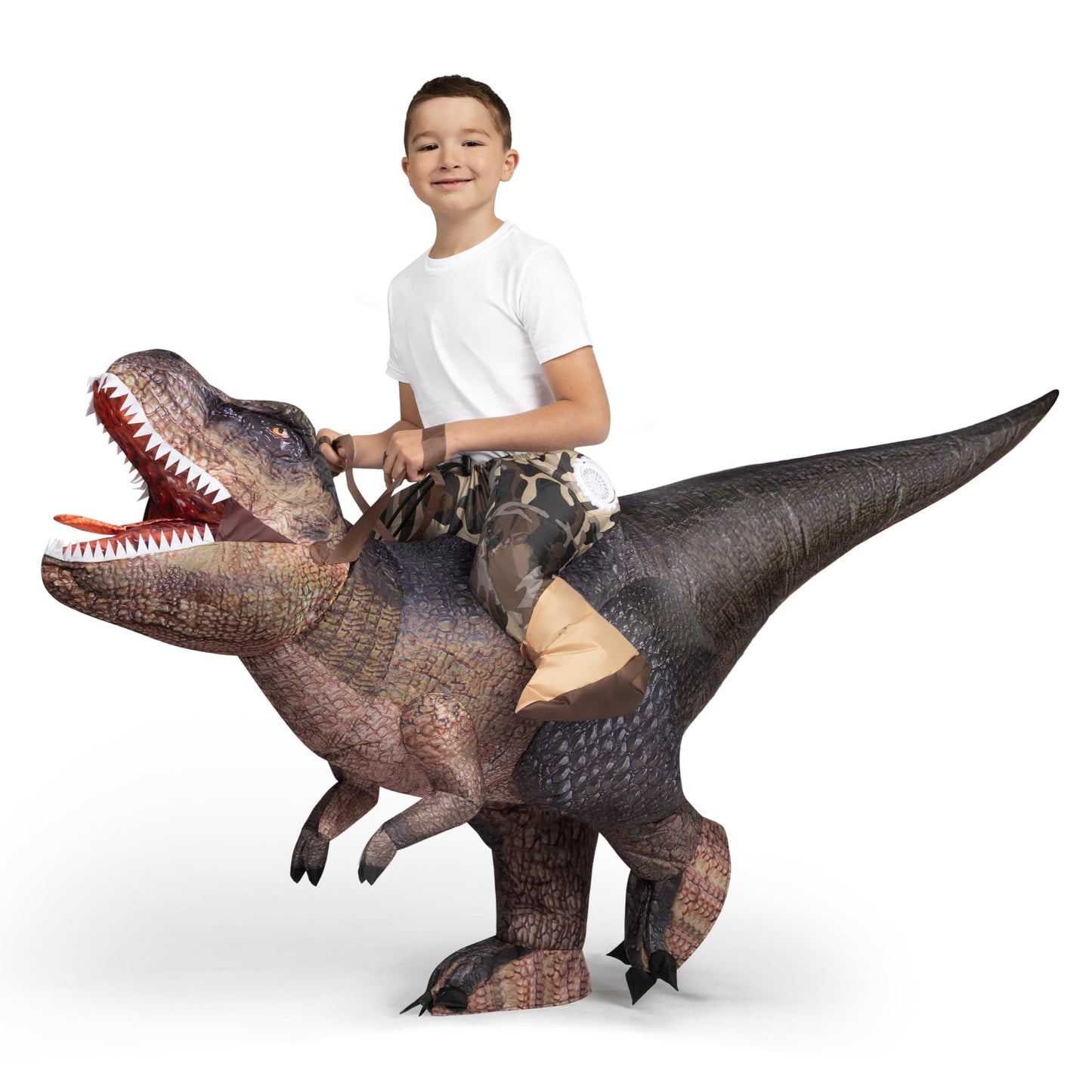 Spooktacular Creations Halloween Inflatable Dinosaur Costume Kids Digital Printing Ride-On Dinosaur for Halloween（M)