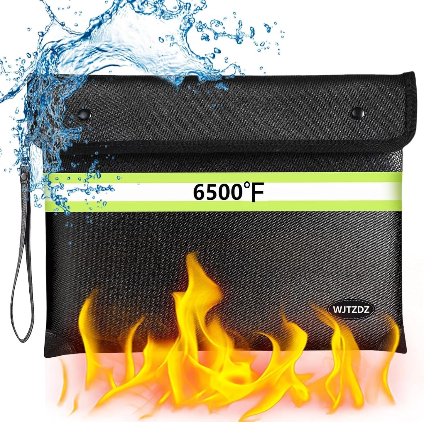 6500°F Fireproof Money Bag,Upgraded Fireproof Document Bag with Waterproof Zipper,10 Layers Heat Insulated Materials/Reflective Strip with Handle for Important Documents（11.2"x7.7"）