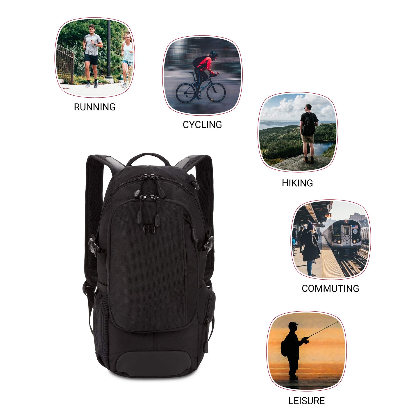 SWISSGEAR Citypack Slim Commuter Backpack with Compact Design for Work & Travel Fits Tablet Only (Not Laptop), Black, 18-Inch