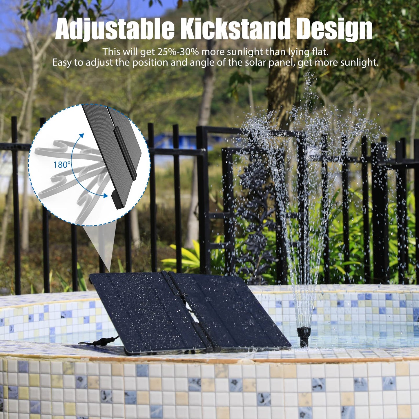 AISITIN 20W Solar Fountain Pump, Collapsible Solar Bird Bath Fountains Pump, Solar Powered Water Fountain Pump for Outdoor Garden, Pond, Pool