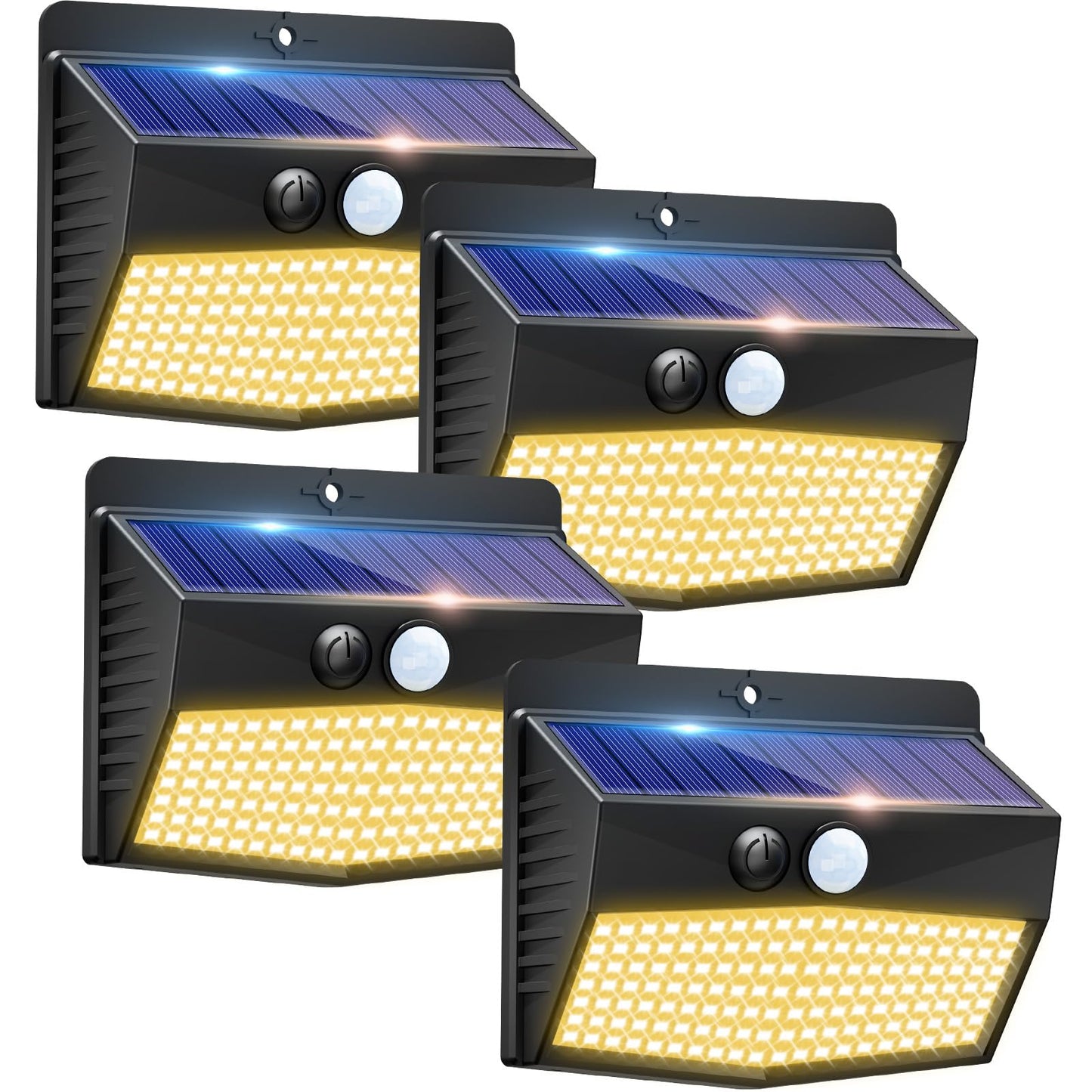 Solar Lights Outdoor, [ 4 Pack/138LED ] Solar Motion Sensor Light Outdoor with 3 Lighting Modes Wireless Waterproof Solar Wall Lights Solar Security Lights for Fence Yard Garden Deck Garage-Warm White