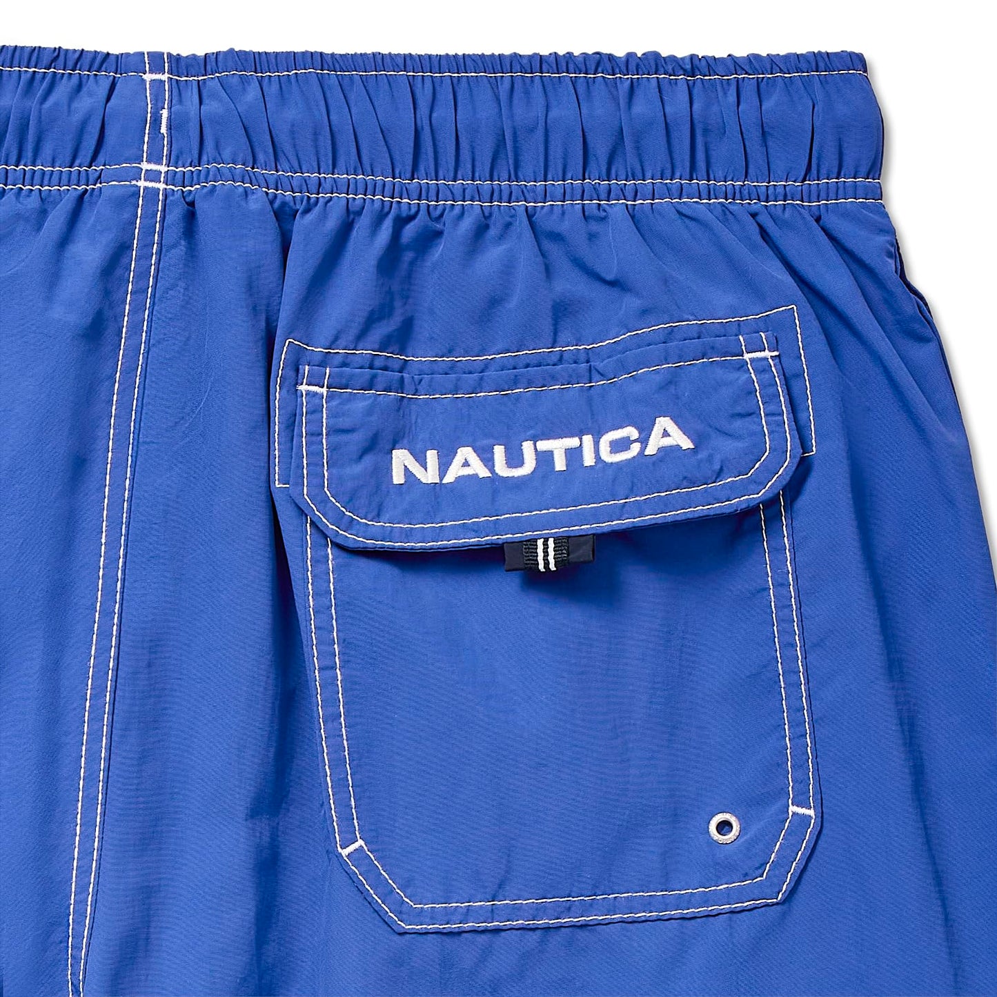 Nautica Men's Standard Solid Quick Dry Classic Logo Swim-Trunk, Bright Cobalt, Large