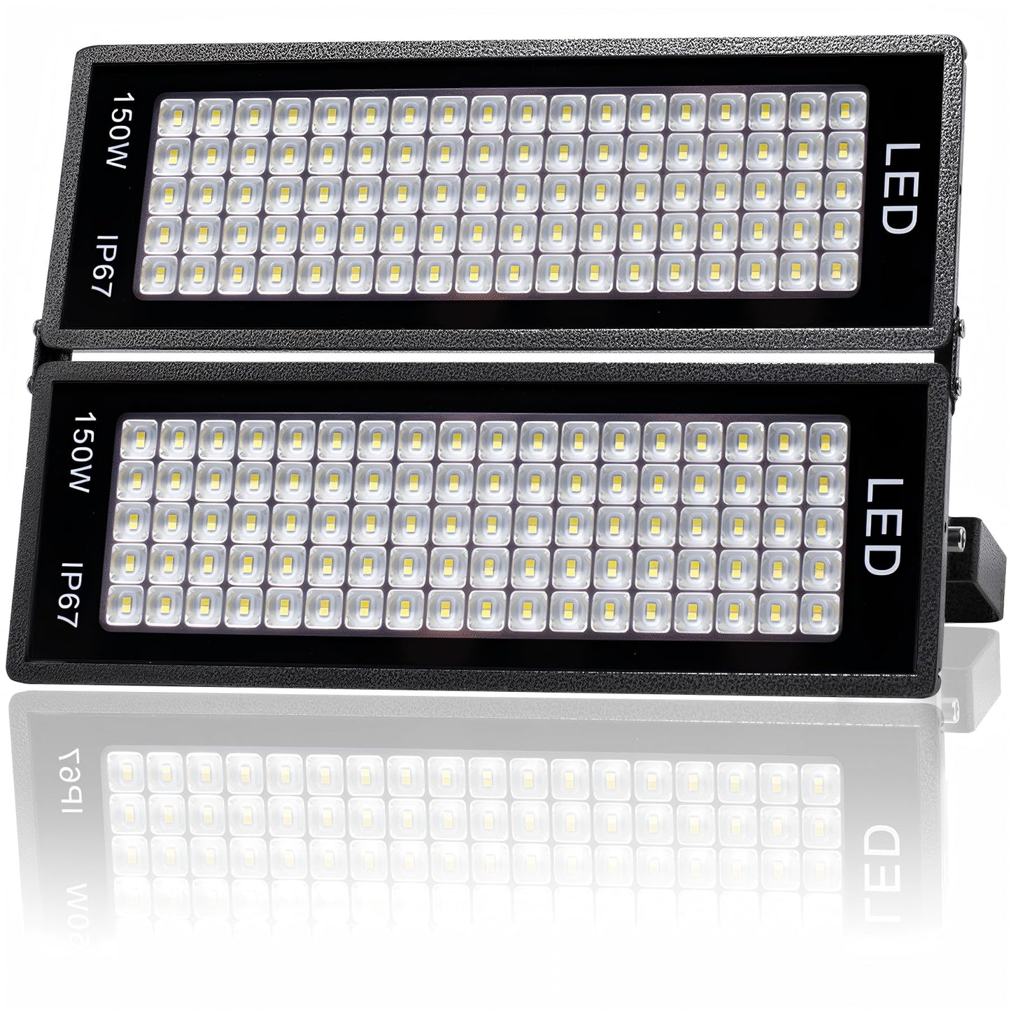 LED Flood Light, 300W Outdoor Security Street Lights 30000 High Lumen, 7000K White Lighting, IP67 Waterproof Exterior Ilumination Floodlight for Street, Tunnel, Stadium, Factory (150W, Assembly of 2)