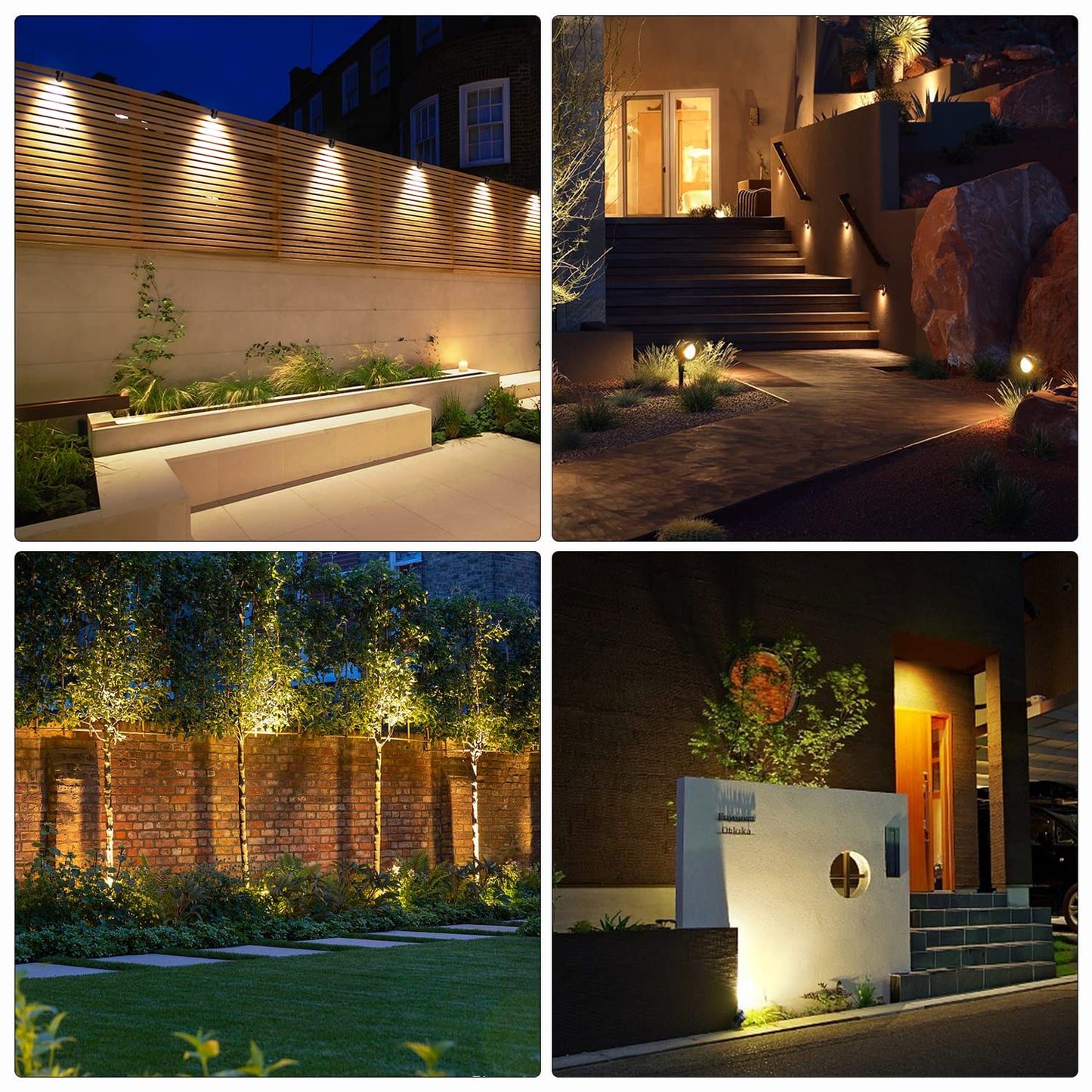 MEIKEE 9W LED Landscape Lights IP66 Waterproof Outdoor 110V Landscape Spotlight Pathway Lights for Yard, Lawn, Garden with US 3-Plug Warm White Lights (2 Pack)