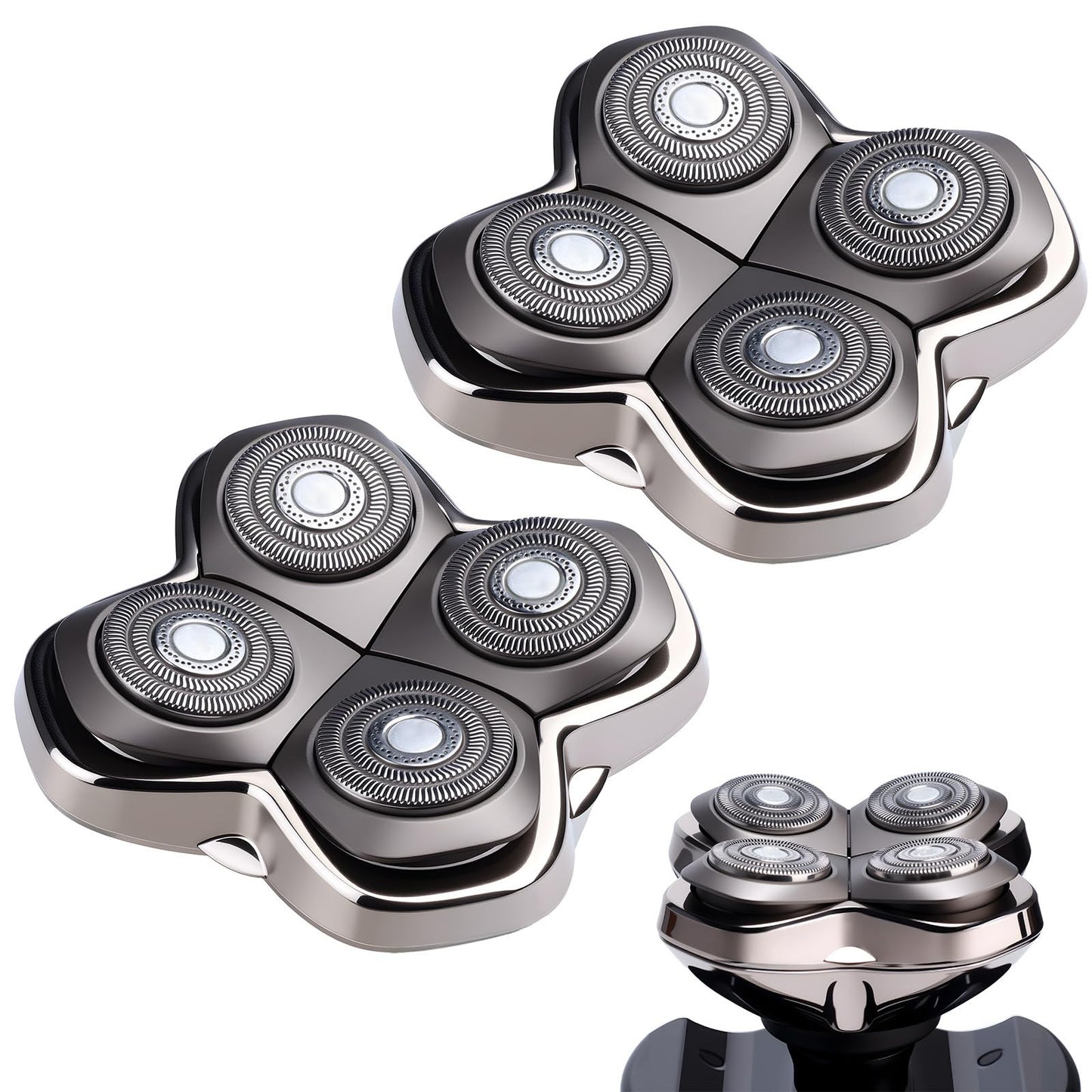 2Pack Pro 4 Shaver Replacement Heads for Skull Pitbulls Gold PRO, Silver PRO, Platinum PRO, Butterfly Kiss PRO Head Shavers, Electric Shaver Half Head for Men/Women (2 PACK BORON)