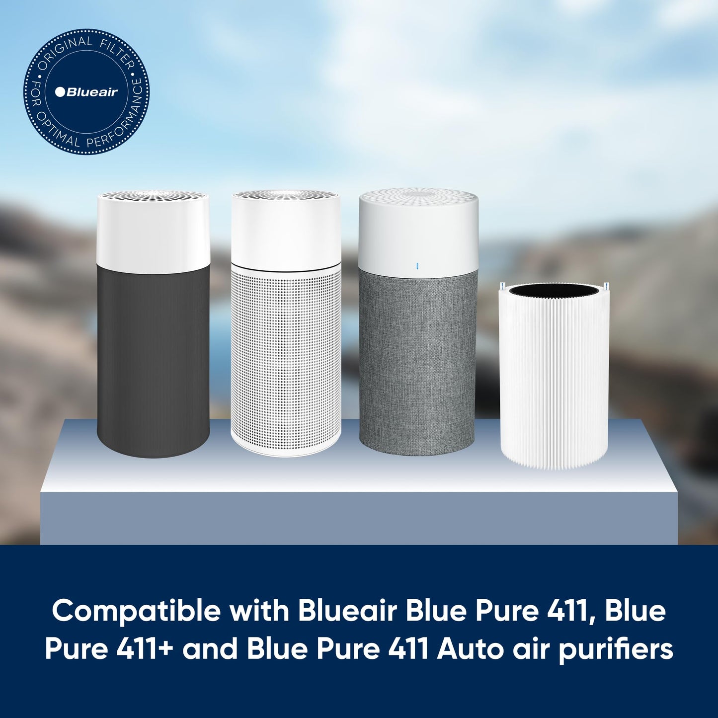Blueair Blue Pure 411 Genuine Replacement Filter, Particle and Activated Carbon, Fits Blue Pure 411, 411+, 411 Auto & MINI Air Purifiers, White (F411PACF102174)