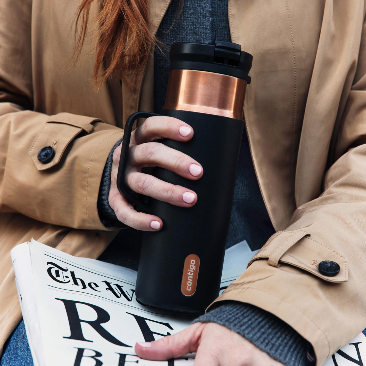 Contigo SnapSeal 20 oz Travel Mug w/Side Handle | Vacuum-Insulated Stainless Steel for Hot Coffee & Tea or Cold Drinks | Spill-Proof Lid w/Straw Compatibility | BPA & Lead-Free | Dishwasher Safe