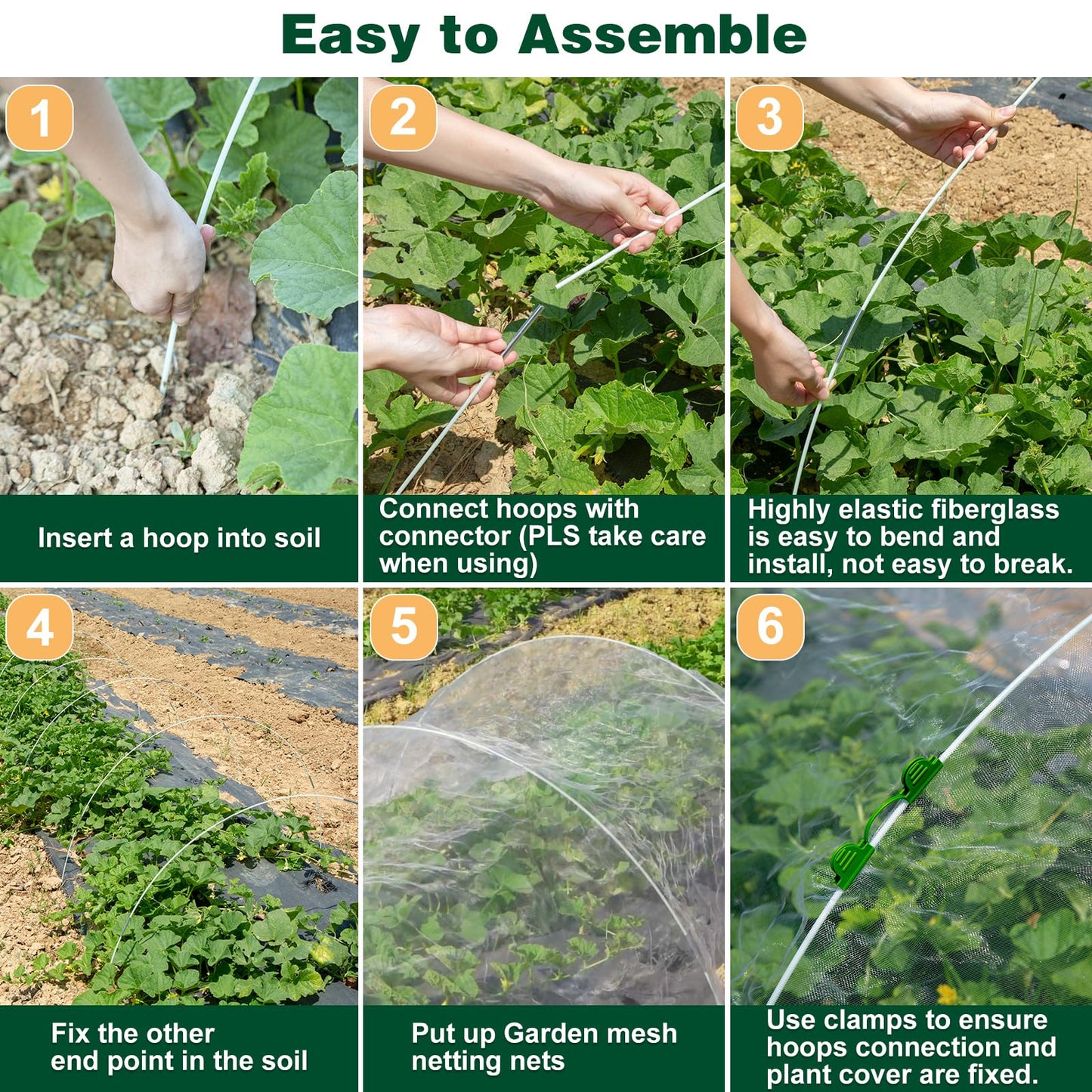 WADEO Garden Mesh Netting Kit, 8x33 Ft Row Covers for Gardening with Fiberglass Hoops Stakes Clamps, Ultra Fine Mesh Netting for Garden Protection Raised Beds Vegetable Plants Fruits Flowers Croping