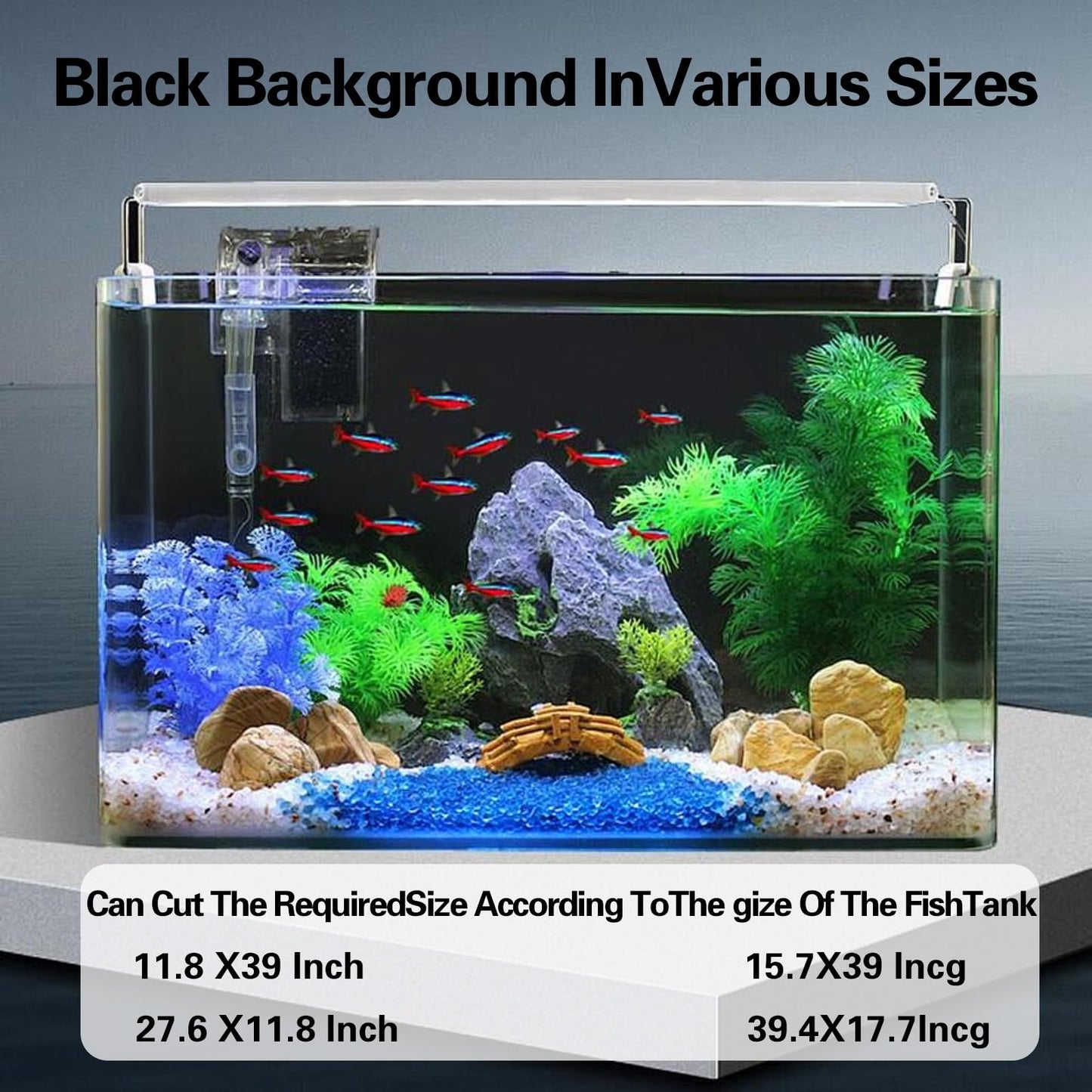 CICK SEED Fish Tank Aquarium Background - Black, Electrostatic Adhesion, Glue-Free, Easy Installation, Traceless Removal, Size 19.6 X 59 Inch