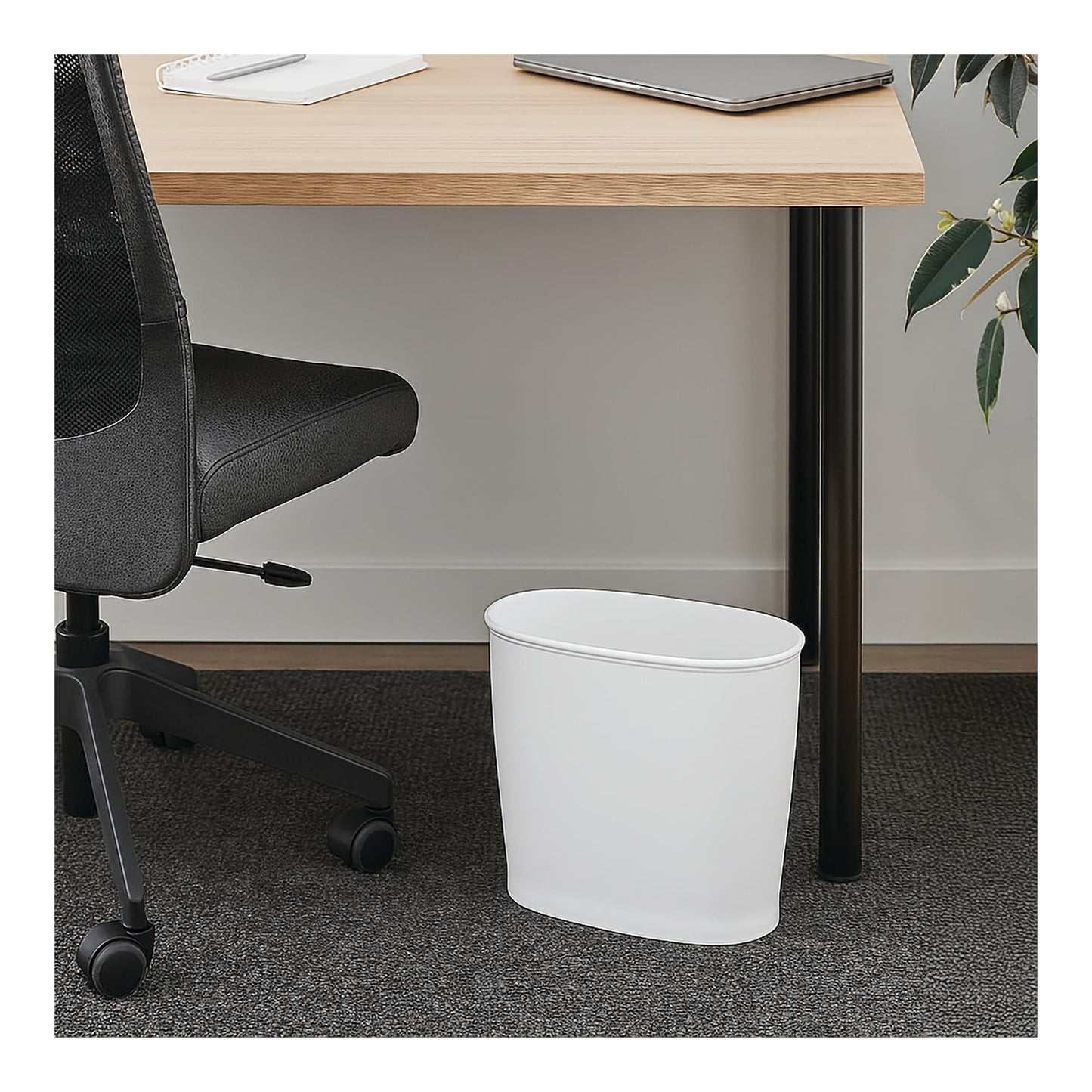 iDesign Kent Bathware, Oval Wastebasket Trash Can for Bathroom, Kitchen, Office - White