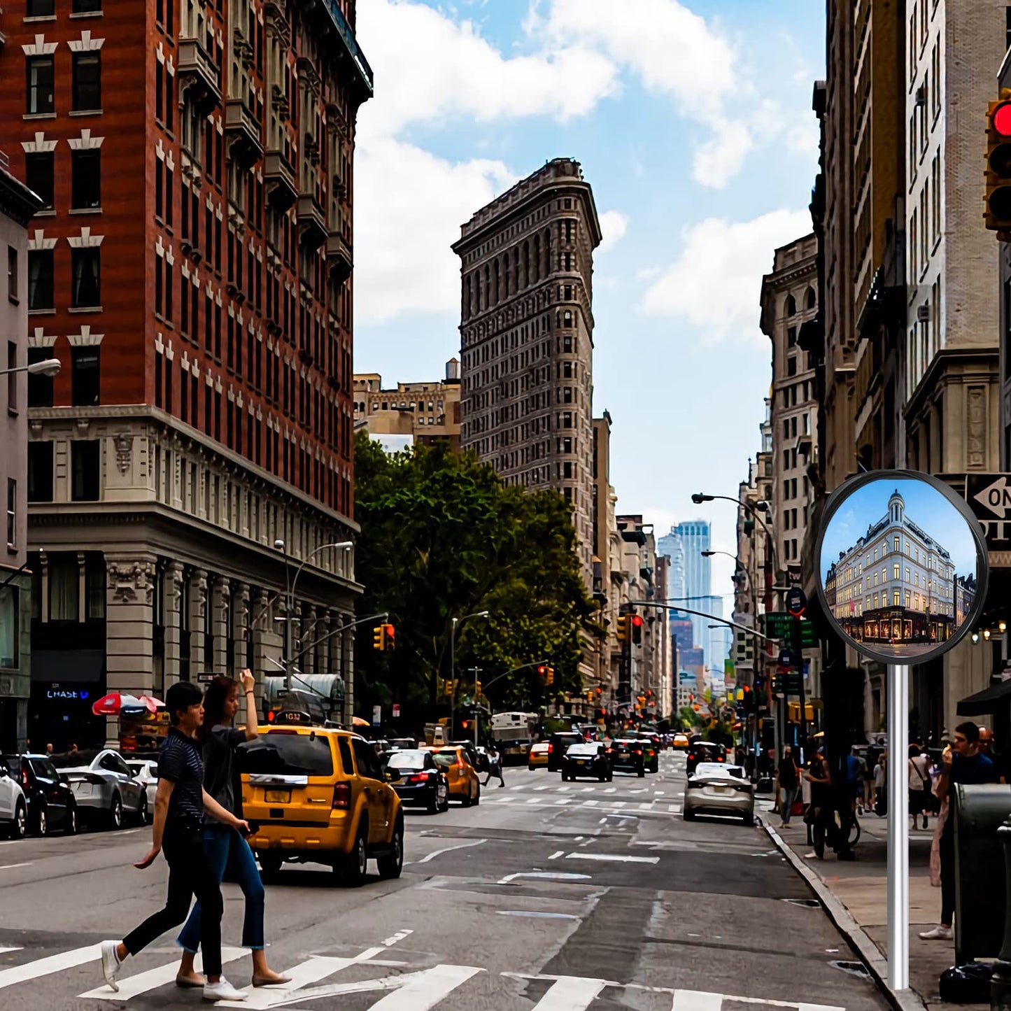 24" Convex Security Mirror, Adjustable Angle and Wide View for Garage and Traffic Driveway Park Assistant, Curved Security Mirror with Adjustable Fixing Bracket Indoor and Outdoor