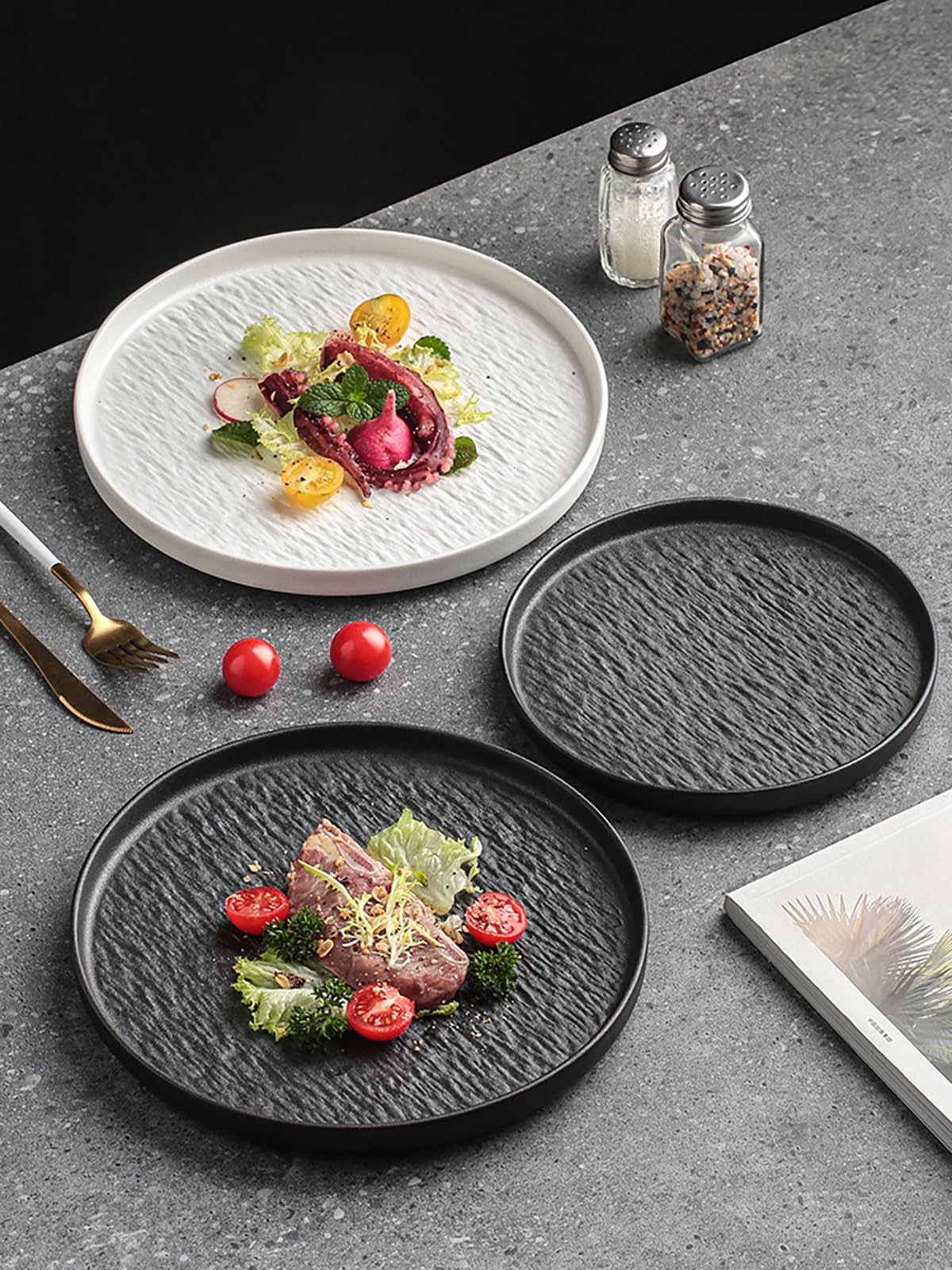 AOSIFIEL Matte Ceramic Dinnerware Set for 4, 16 Pieces, Plates and Bowls Set Porcelain, Dish Set for 4, Dishware Sets Stoneware Dinner Set de Vaisselle Ensemble de Vaisselle