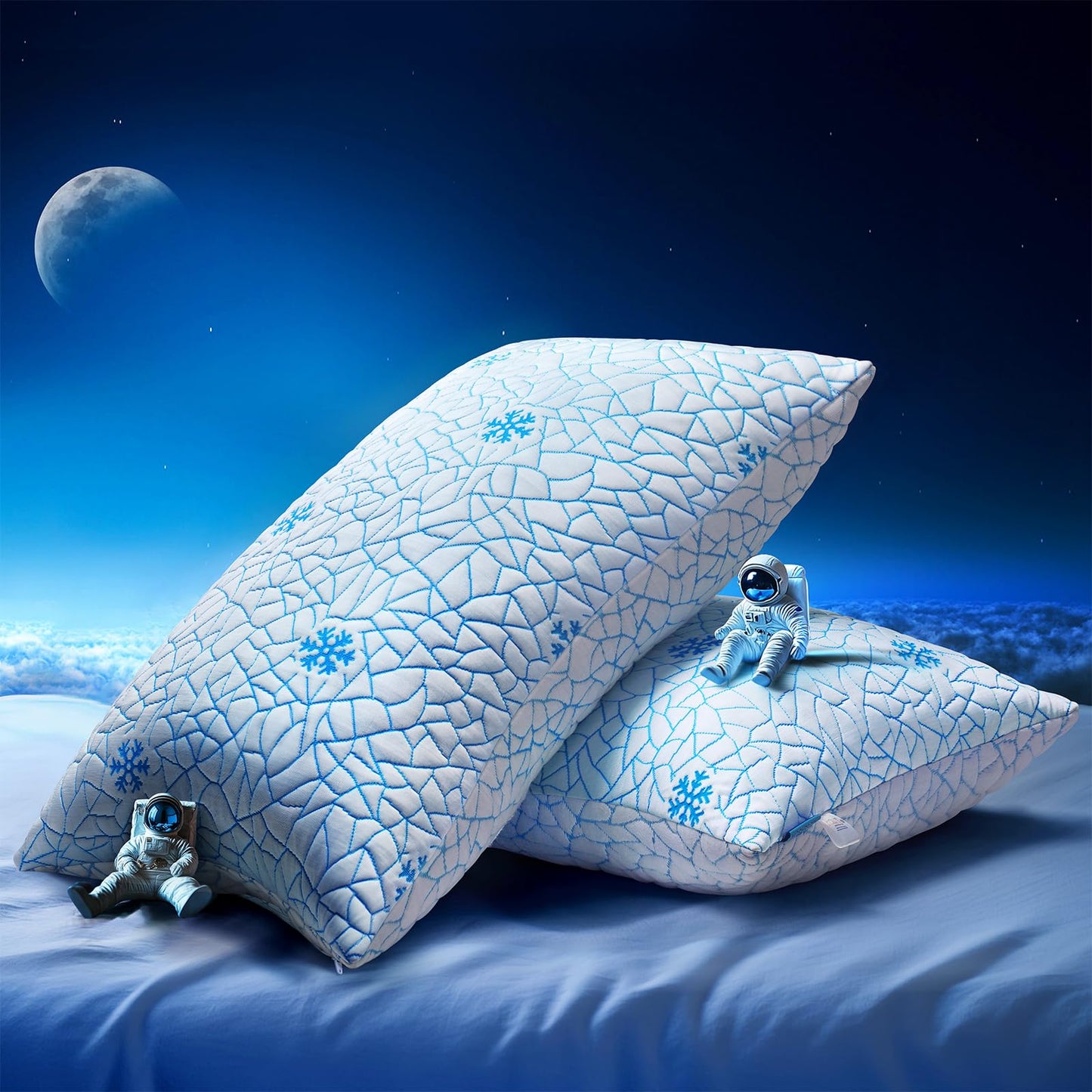 COSYTREE King Shredded Memory Foam Pillow Set of 2 Pack, Adjustable Height Cooling Pillows with Washable Cover for Side Back and Stomach Sleepers (King（2 Pack)