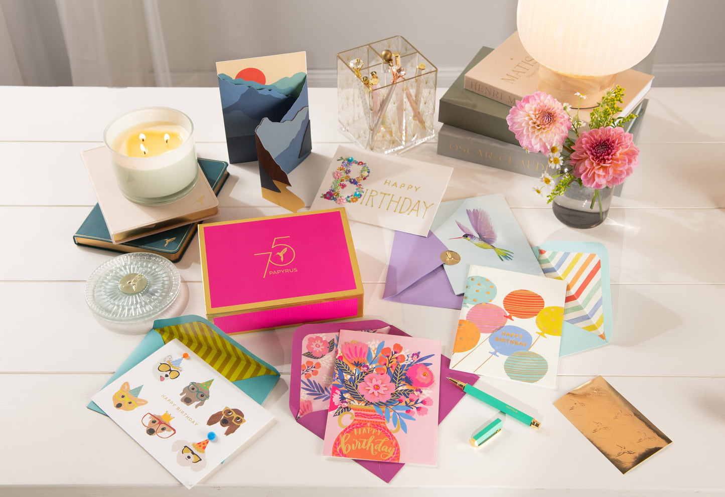 Papyrus 75th Anniversary Greeting Card Assortment for Birthday and All Occasion with Keepsake Box (6-count)