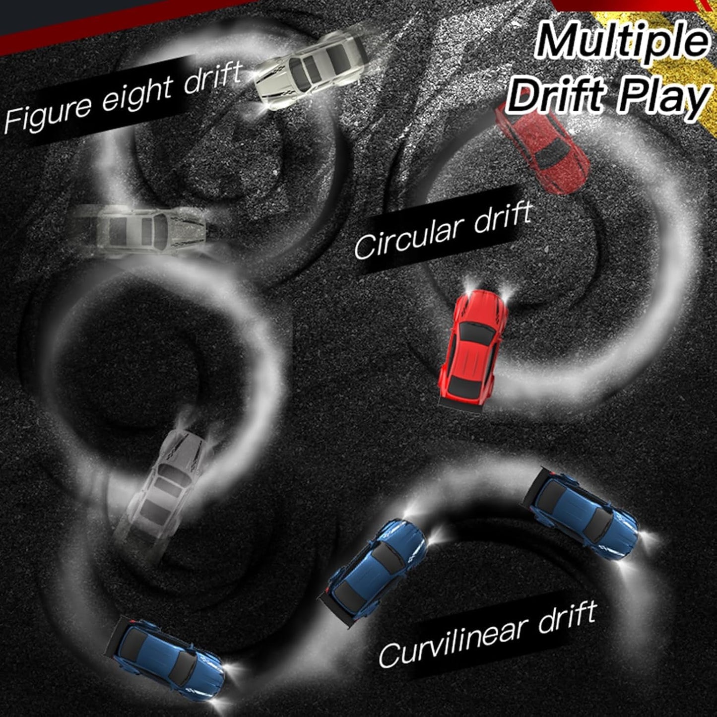 4WD RC Drift Car,1:64 Mini Desktop Remote Control Car for Boys,2.4G Racing Cars LED Lights,Remote Control Racing Cars Toy Gift for Adults Toy Gift 14+ Years(Black)