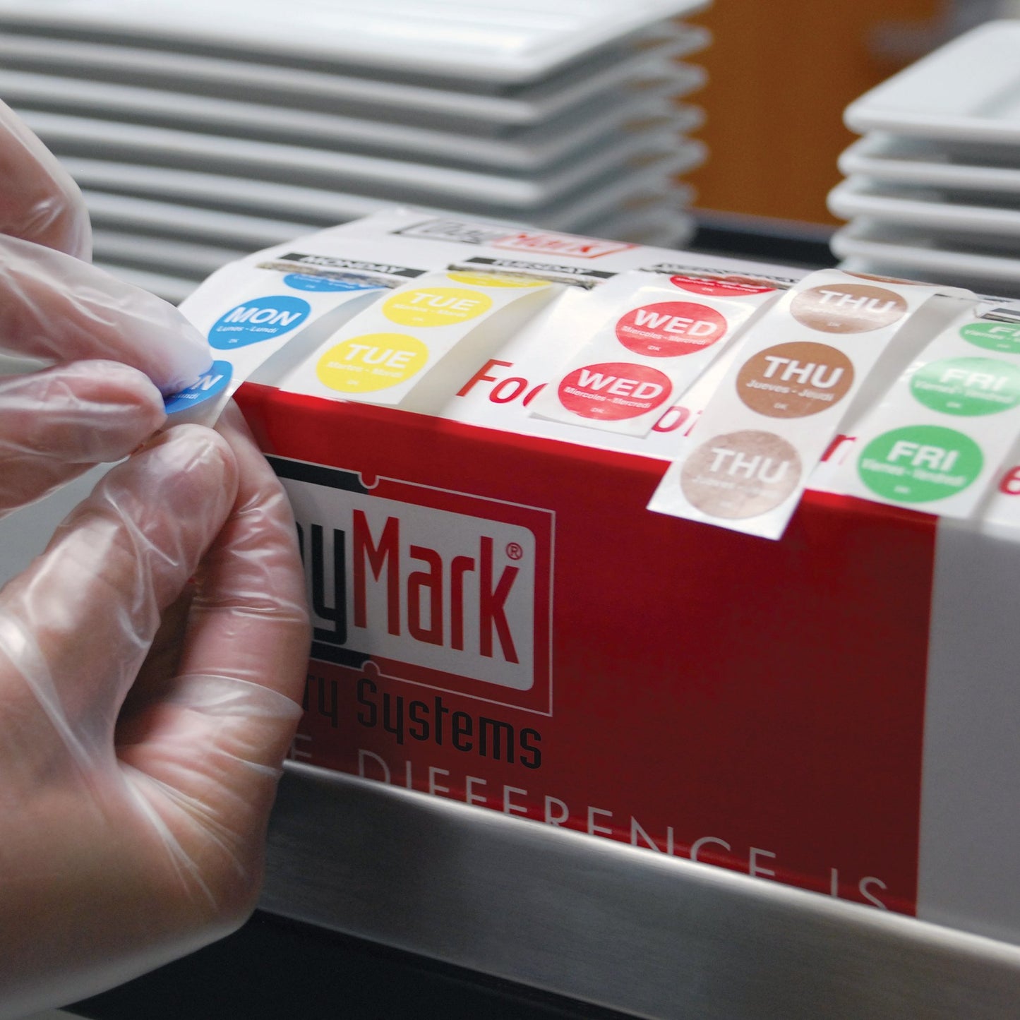 DayMark Safety Systems DuraMark Day of The Week 1" Permanent Labels, Monday-Sunday, Dispenser Box Included (7,000 Labels)