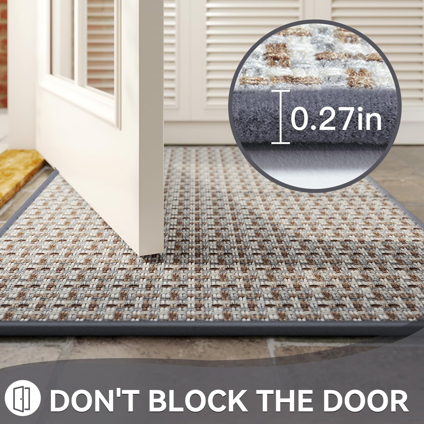Door Mat 31"x47", Dirt Resistant and Absorbent, Non-Slip Rubber Backing Floor Mats, Easy Clean Low-Profile Doormat for Entryway, Front Door, Inside Entrance, Gray
