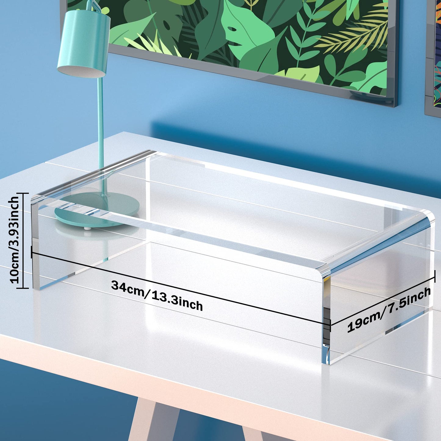 guofa Acrylic Monitor Stand Riser - Desk Platform for Computer Monitor, Desktop Riser Elevation for Laptop for Keyboard Storage (34 x 19 x 10 CM)