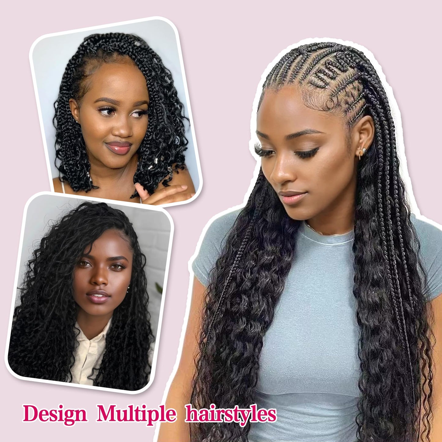 Deep Wave Bulk Human Hair for Braiding 10A Brazilian Curly 100 percent Human Hair 2 Bundles No Weft micro Human Braiding Hair for Boho Braids Virgin Hair Extension(Natural Black, 100g 16")