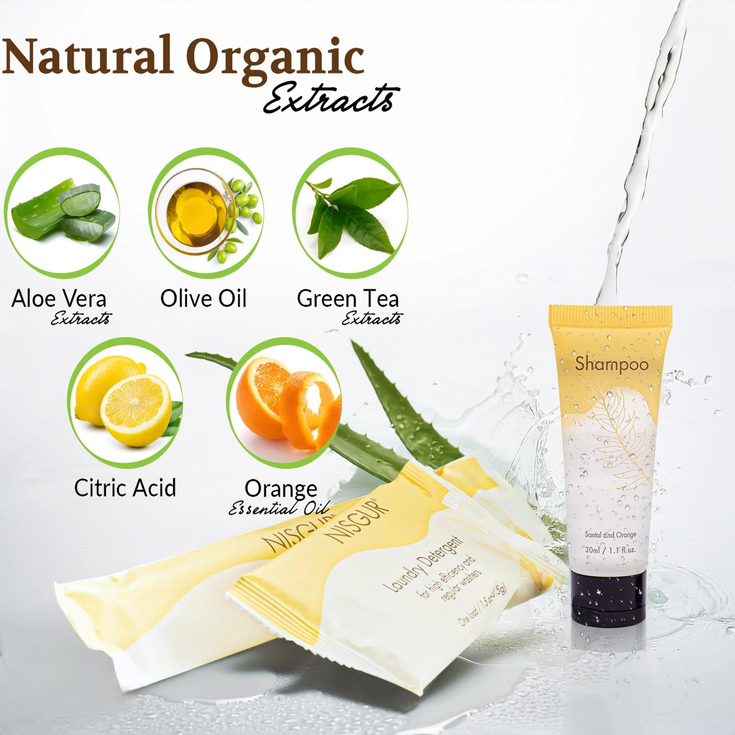 NISGUR Travel Size Shampoo Bulk 100 PCS Per Case 1 Oz Each Individually Wrapped Hotel Shampoo Bulk Hotel Toiletries And Amenities