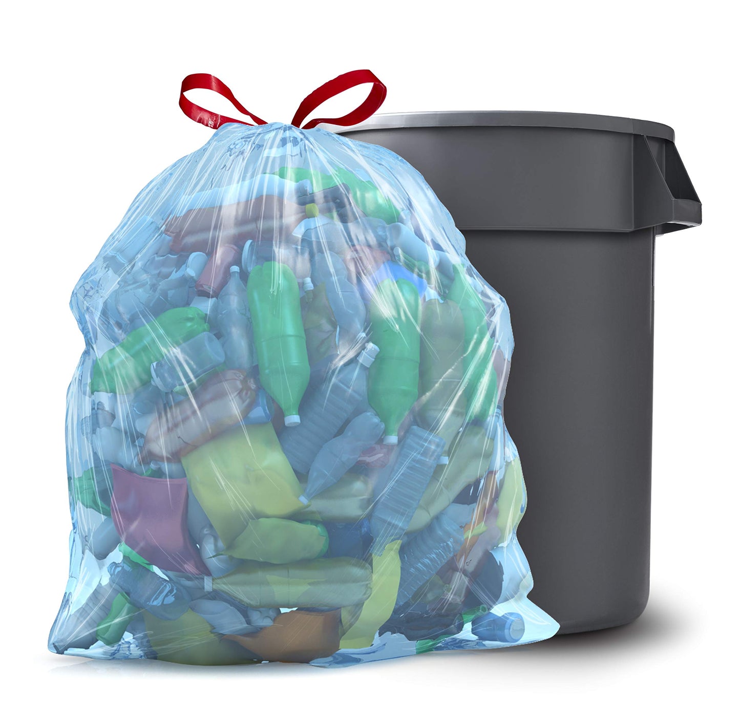 Glad Large Drawstring Recycling Bags - 30 Gallon Blue Trash Bag - 28 Count
