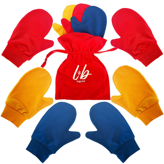 Bamboo Mittens for Eczema, Age 3-4 Kids, Eczema Gloves for Children, Kids Gloves for Dry Hands, Kids Moisturizing Gloves Overnight, 3 Pairs