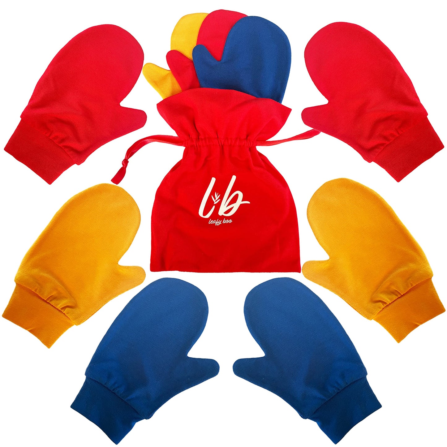 Bamboo Mittens for Eczema, Age 2-3 Kids, Dry Skin, Eczema Gloves, Overnight Moisturizing for Children, 3 Pairs