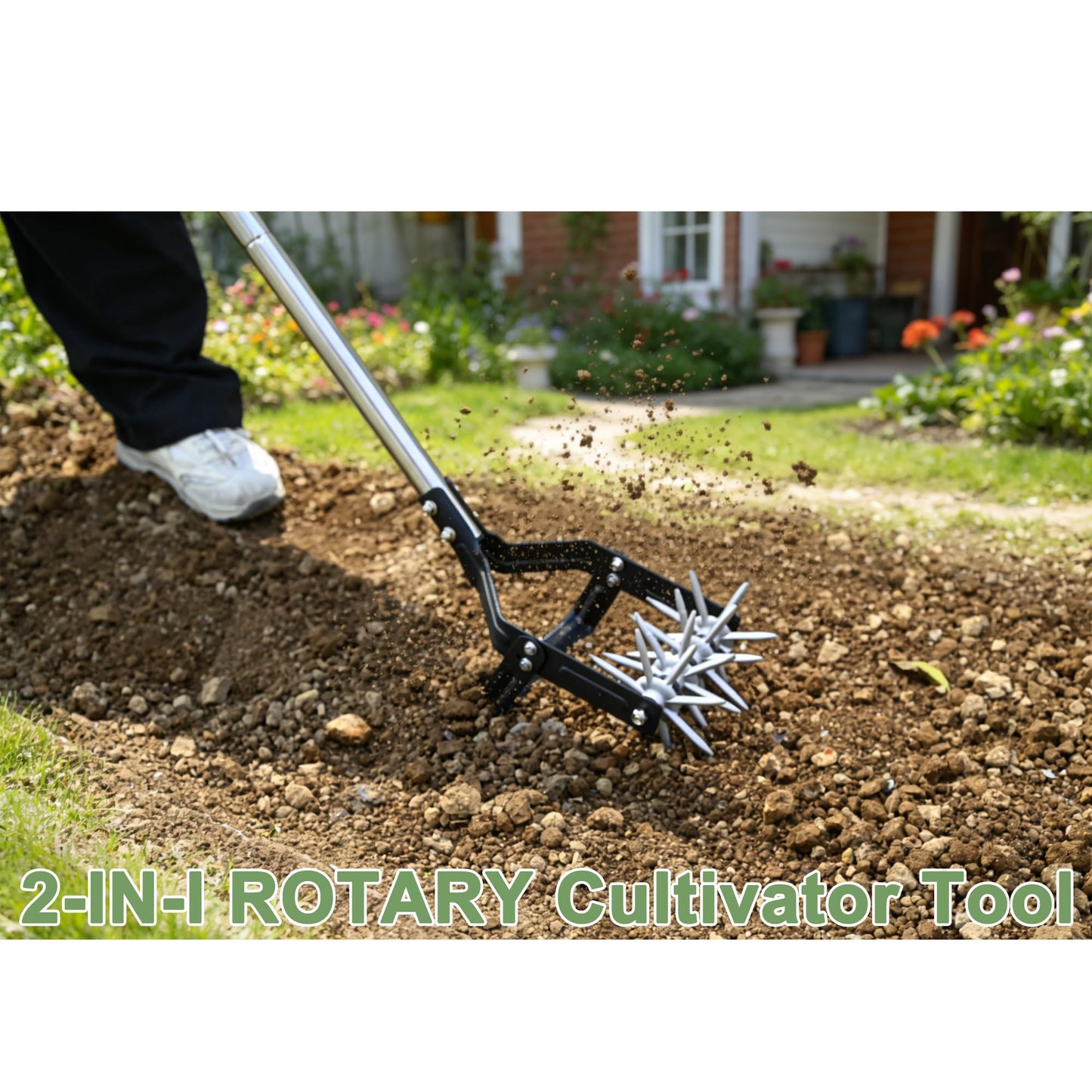 YEELOR Manual Rotary Cultivator, 2-in-1 Weeding & Soil Loosening Tool for Tilling, Weeding & Aeration in Flower Beds, Planter Boxes, Vegetable Plots & Yards