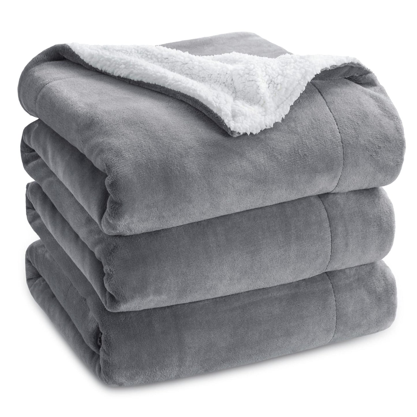 Bedsure GentleSoft Sherpa King Size Blanket for Bed, Grey Fleece Blanket Fluffy Fuzzy Soft Plush Cozy Gifts for Women Men Kids, Grey Decor Gifts for Home, Livingroom, Bedroom, 108x90 Inch