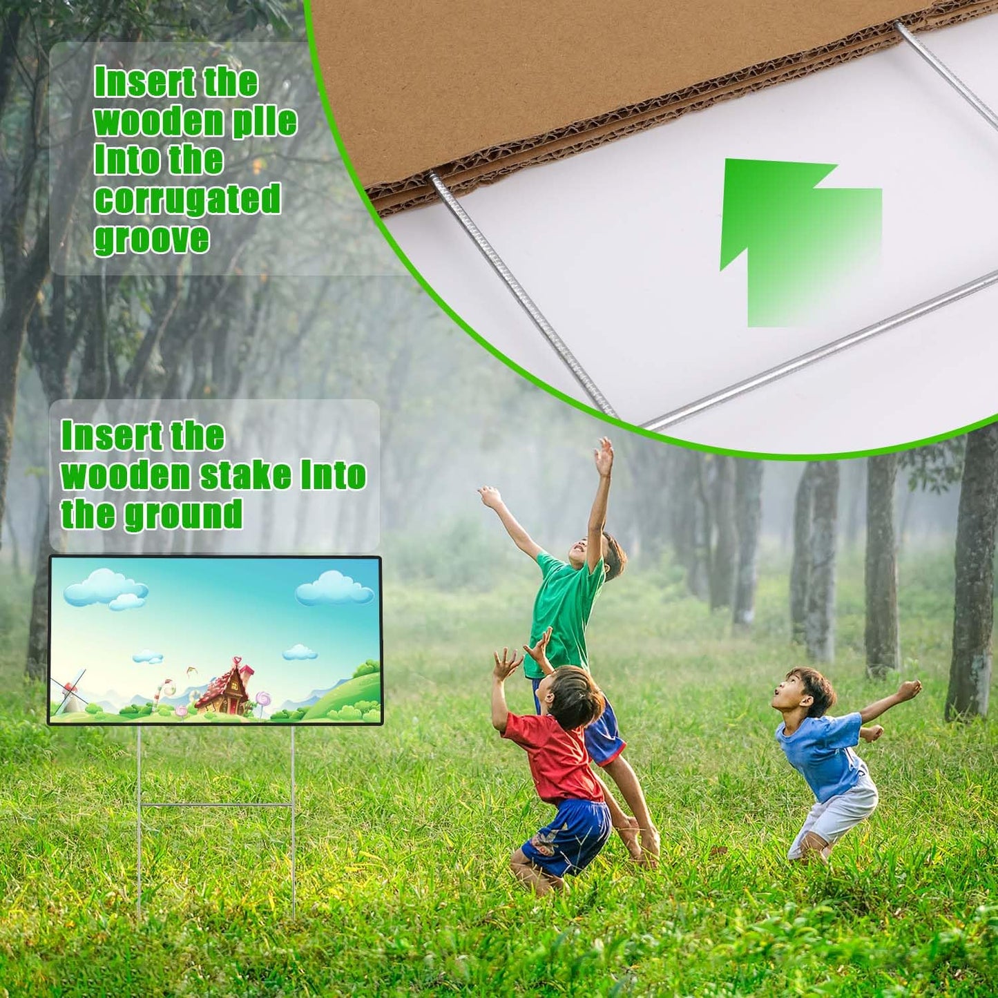 25pcs Yard Sign Stakes, 16.5x7 Inch H Frame Wire Stakes Yard Sign Heavy Duty Metal for Billboards Metal Signage Holders