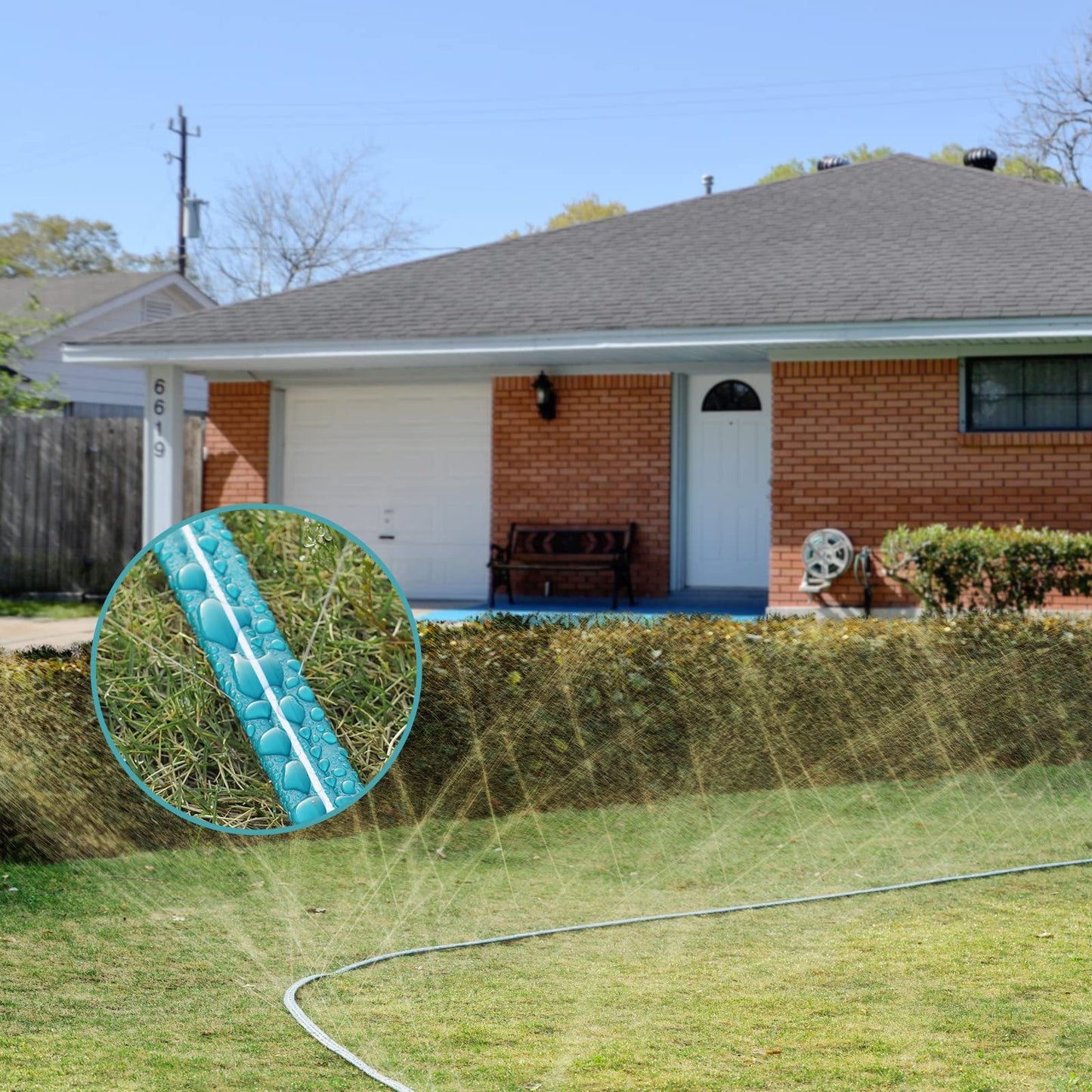 LINEX Sprinkler Soaker Hose 75 ft for Garden Lawn Watering Hose with Hose Stakes