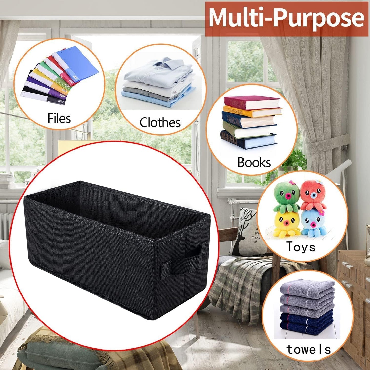 UENTIP CD Storage Boxes with Lid-13.2" x 5.9" x 5.3" (Black, CD BOX-4PACK)