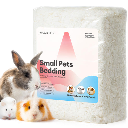 BUCATSTATE Guinea Pig Bedding 70L, 99% Dust-Free Hamster Bedding Odor Control, Cozy Paper Small Animal Bedding for Rabbit Rat Syrian Dwarf Hamsters Gerbils (White)