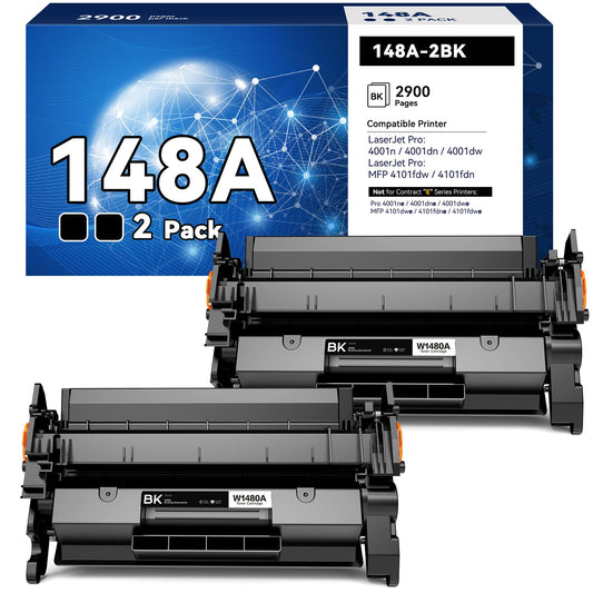 148A Toner Cartridge [with Chip] Compatible with HP 148 for HP148A for HP148X W1480A W1480X High Yield for HP Laserjet Pro MFP 4101fdw 4101fdn 4001dw 4001dn 4001n Printer(2 Pack)