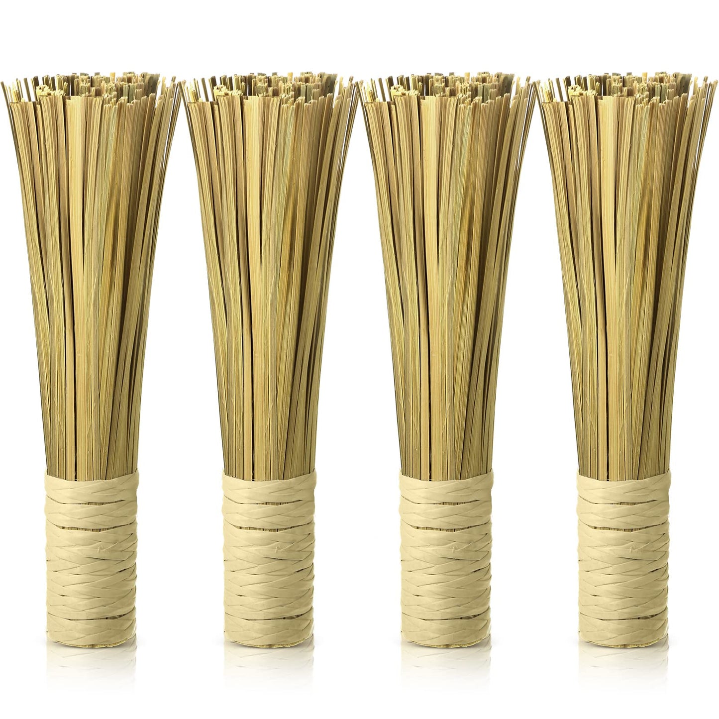 4 Pcs 12 Inches Bamboo Wok Brush Bamboo Kitchen Cleaning Brush Pot Scraper Scrubber Dish Pan for Cooking Skillet Grill Utensils Scrubbing