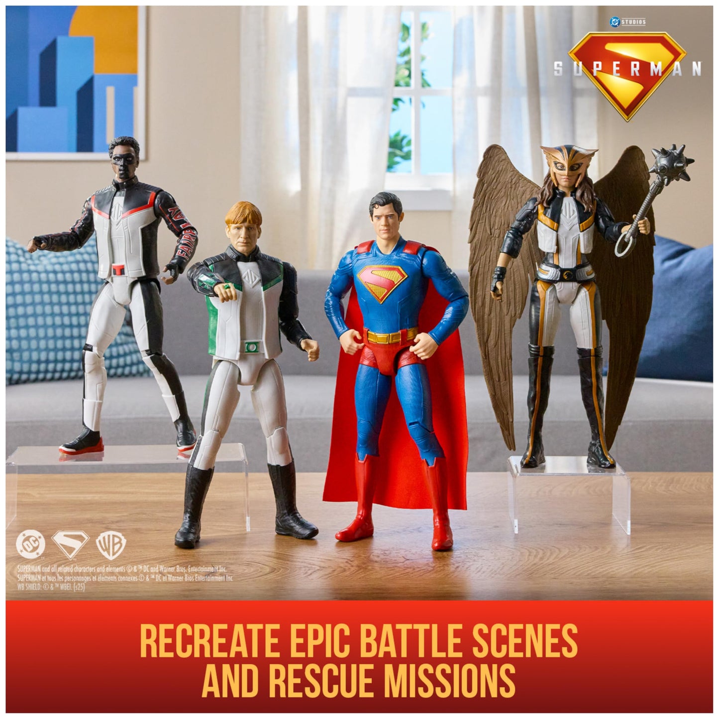 DC Comics, Superman, Green Lantern, Hawkgirl, and Mr. Terrific 4-Pack, 12-Inch Action Figure Set, Superhero Toys for Kids Ages 4 and Up