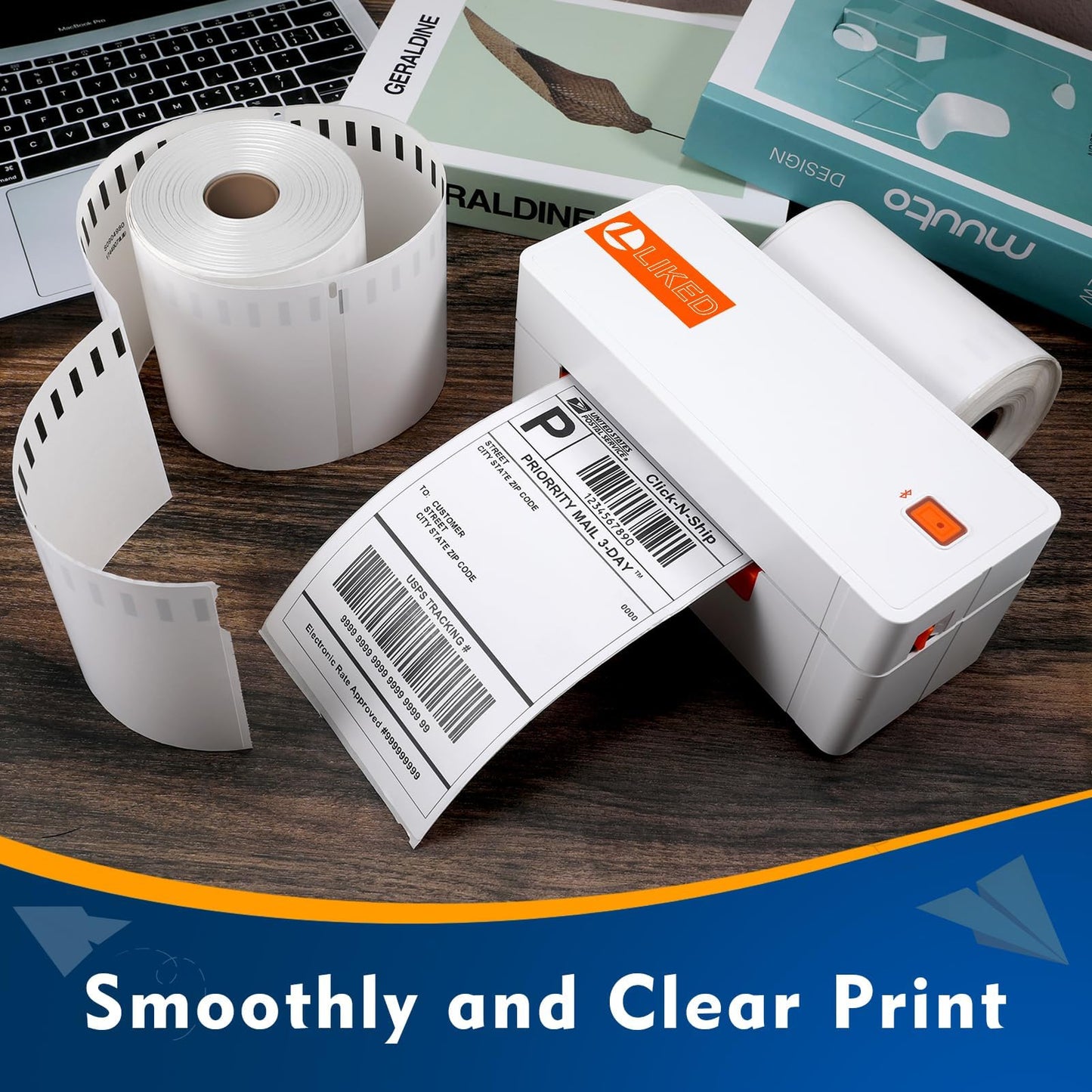 L LIKED 10 Rolls 4x6 Inches 1744907 S0904980 Thermal Labels Compatible with Dymo, Zebra & Rollo Printer, 103x159mm Thermal Printer Shipping Labels for Address, Mailing, Boxes, Packages